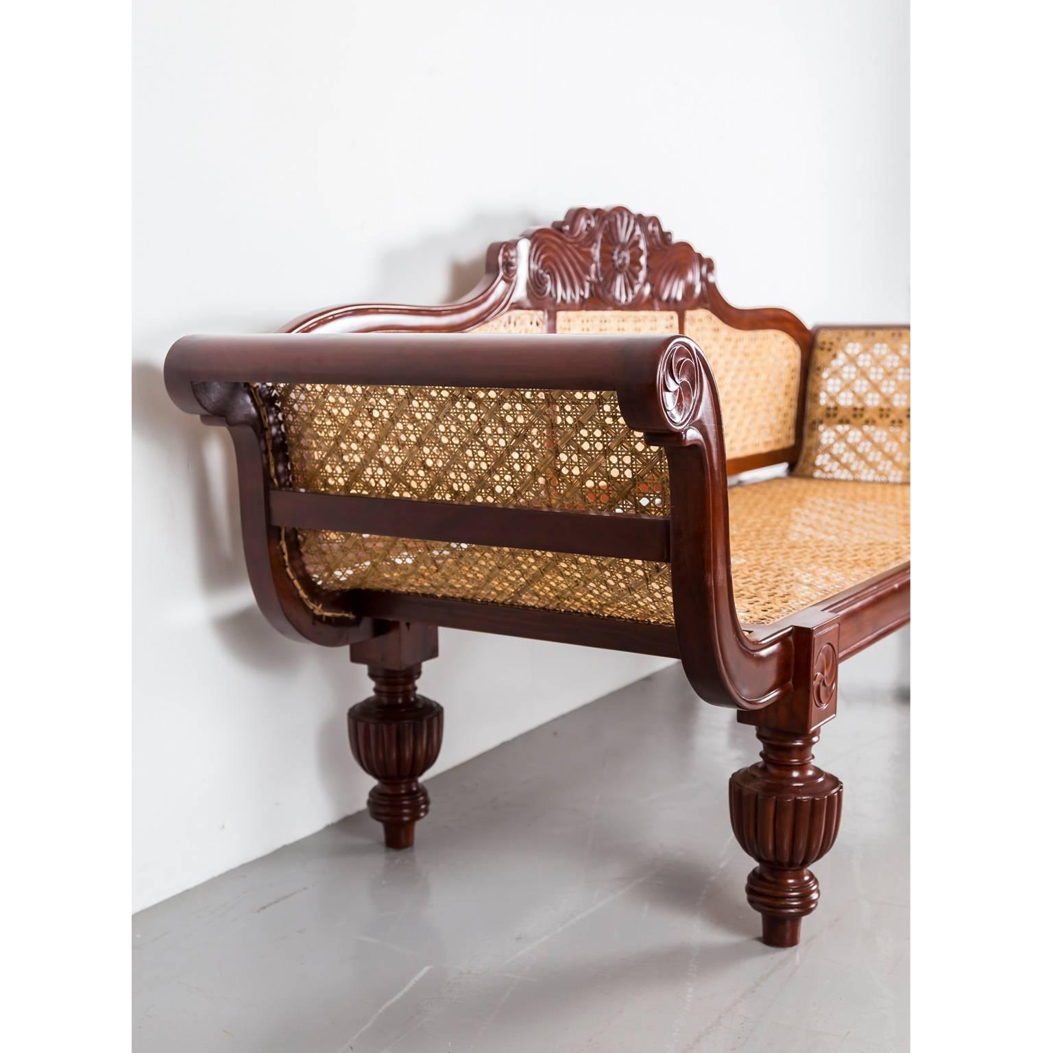 British Colonial Antique Anglo-Indian Mahogany Sofa
