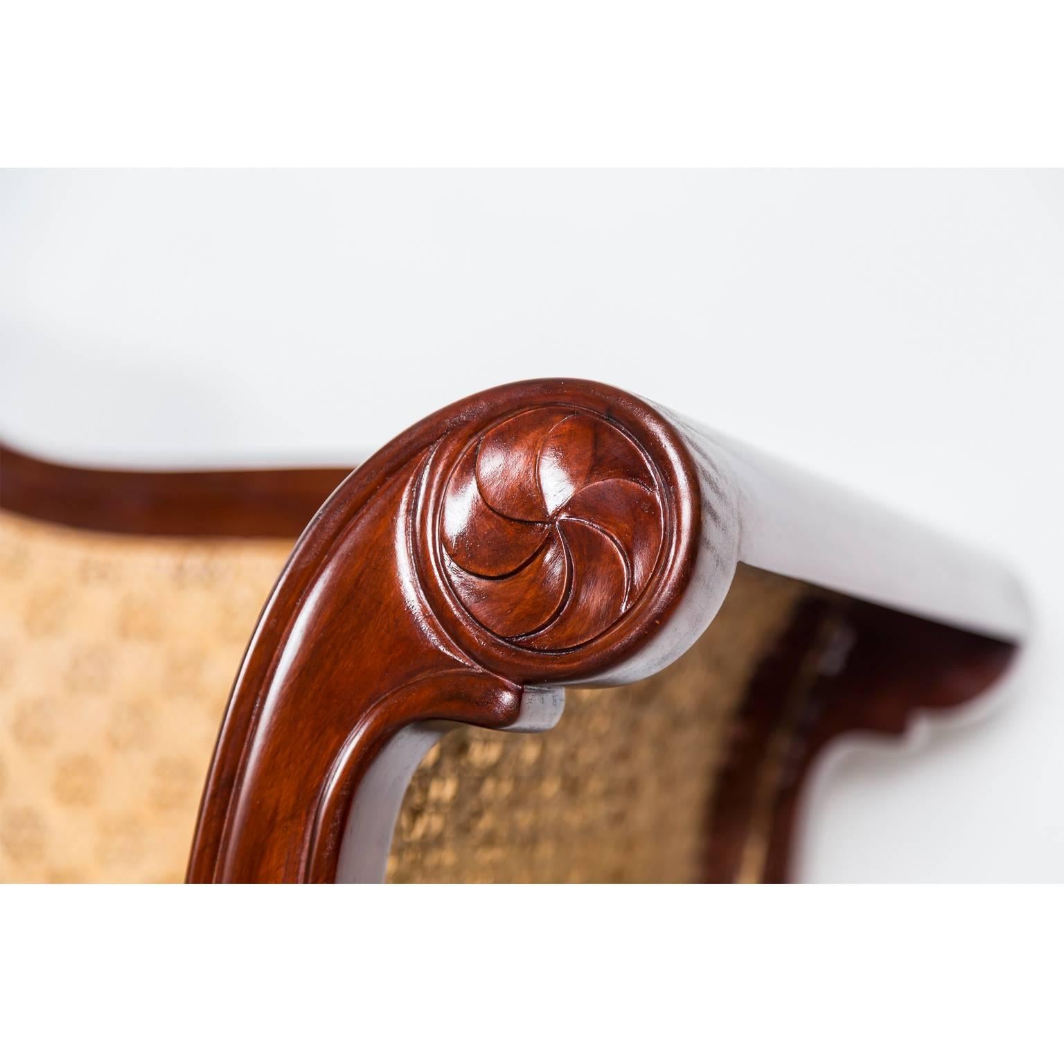 Cane Antique Anglo-Indian Mahogany Sofa