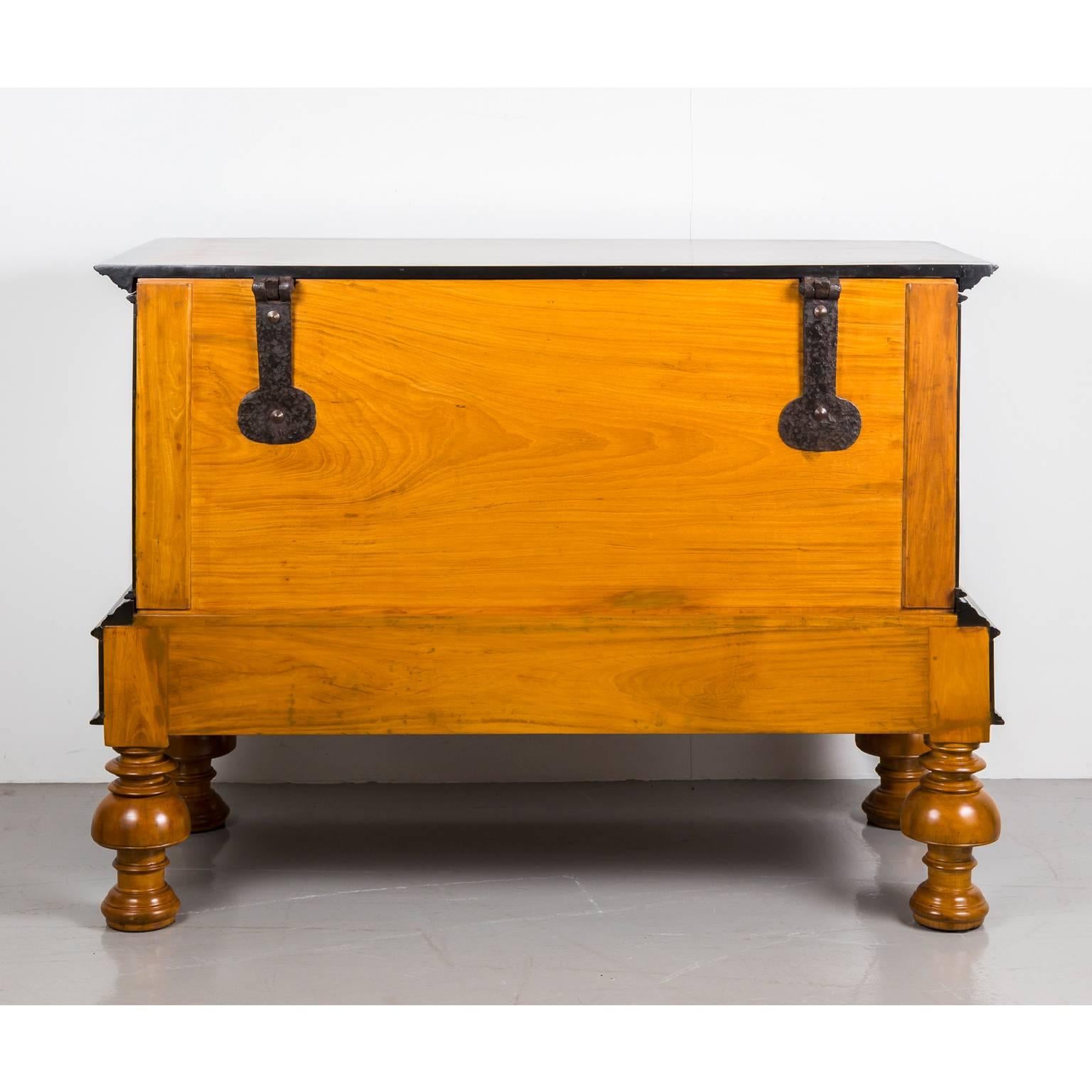 Antique Indo-Dutch Satinwood and Ebony Chest on Stand 4