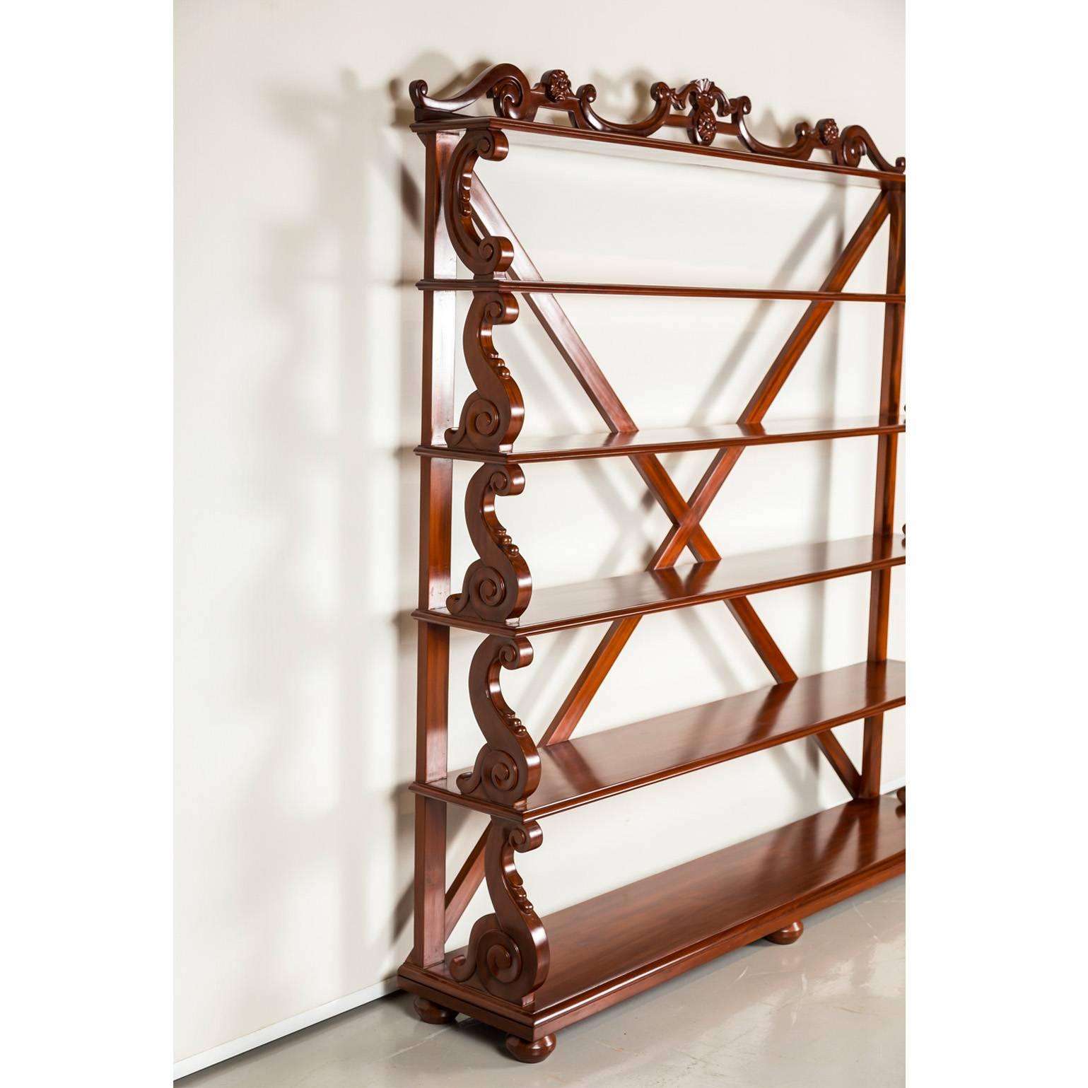 19th Century Antique Anglo-Indian or British Colonial Mahogany Waterfall Bookcase For Sale