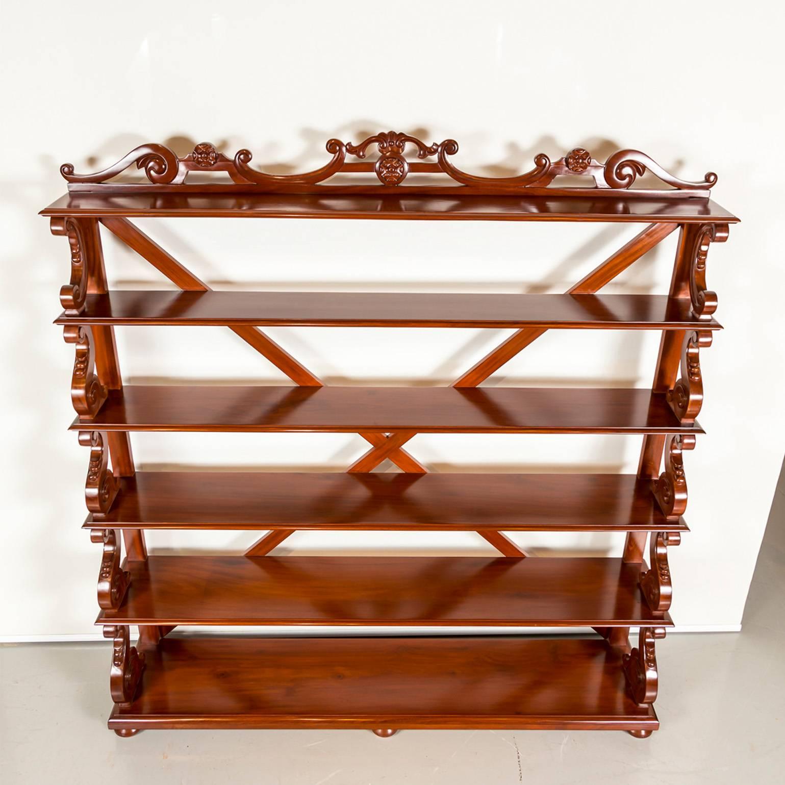 Antique Anglo-Indian or British Colonial Mahogany Waterfall Bookcase For Sale 4