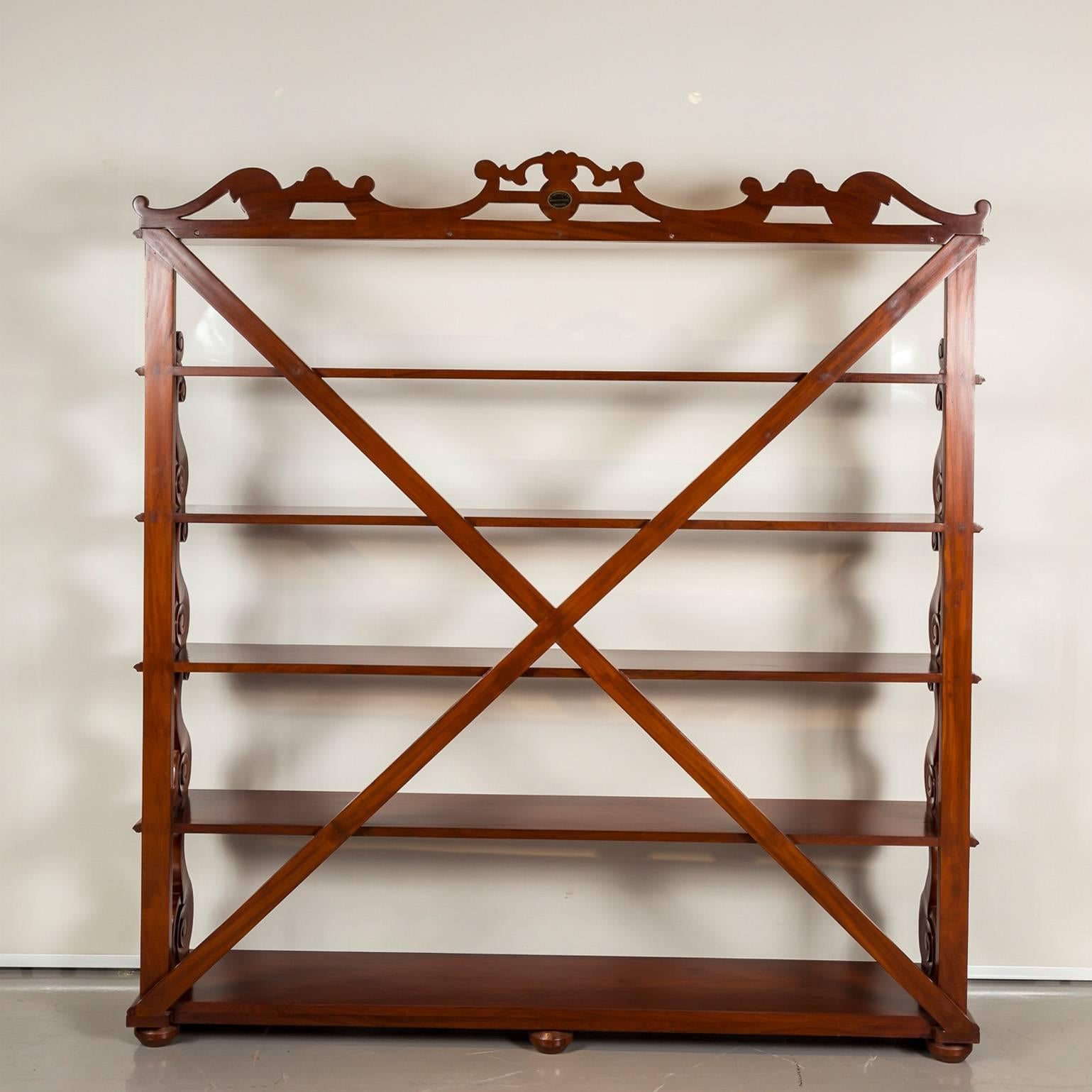Antique Anglo-Indian or British Colonial Mahogany Waterfall Bookcase For Sale 5
