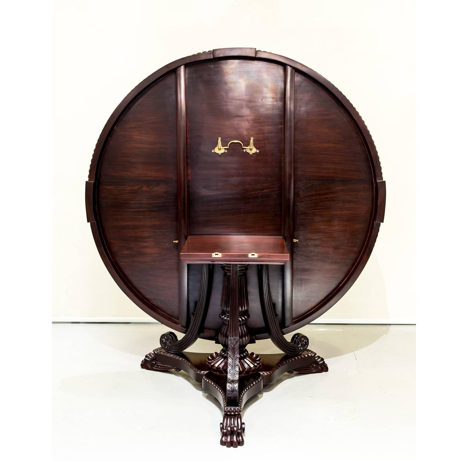 Antique Anglo-Indian or British Colonial Rosewood Round Dining Table For Sale 3