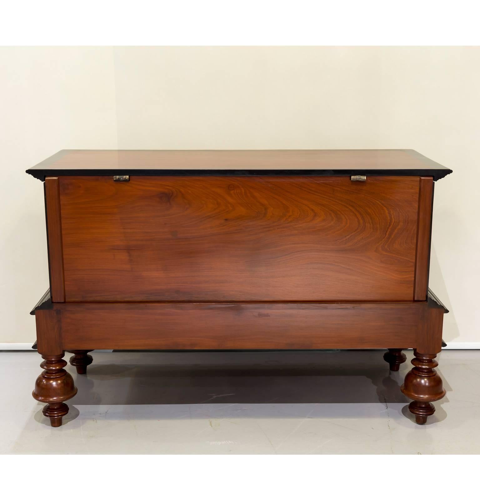 Antique Indo-Dutch or Dutch Colonial Mahogany and Ebony Chest on Stand 3