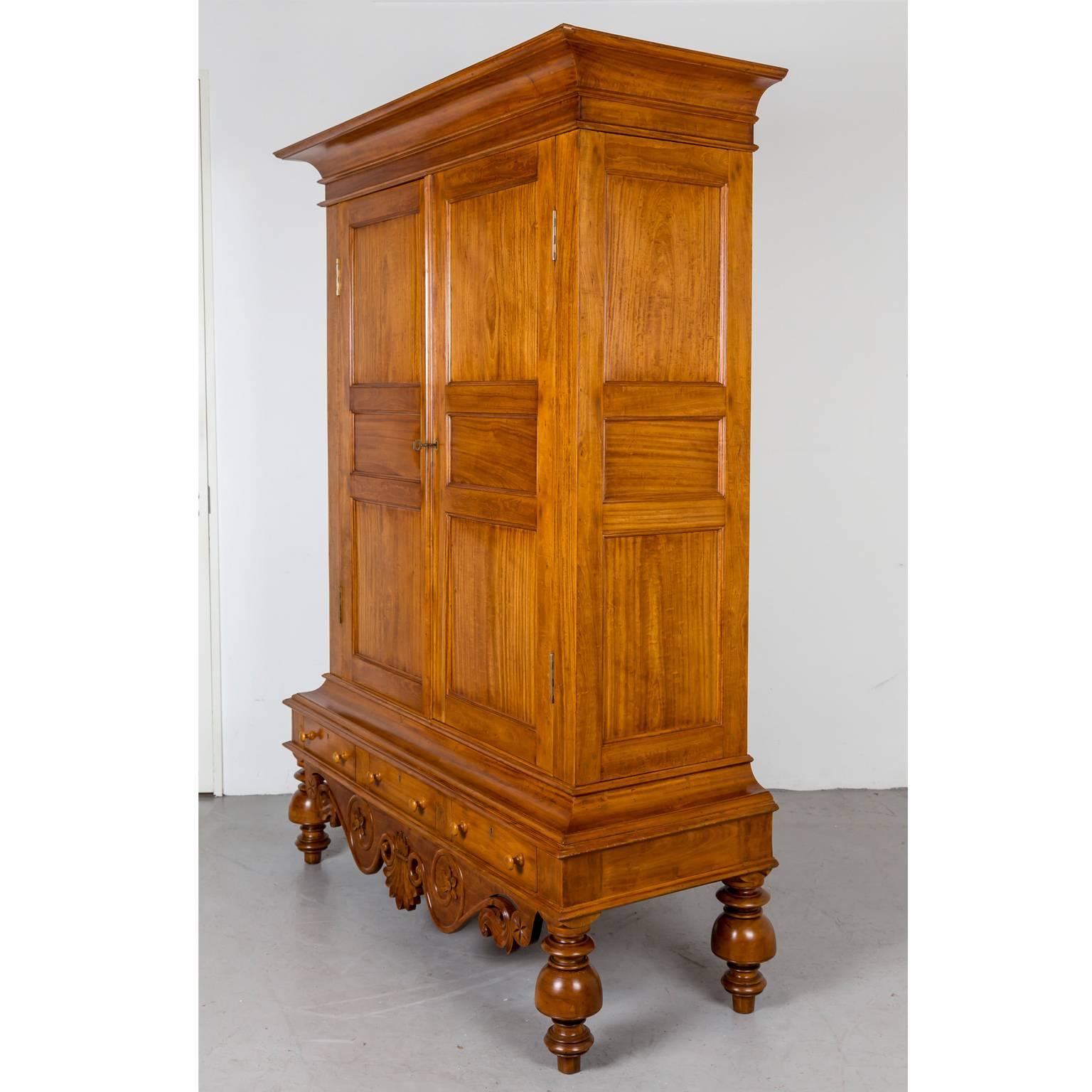 Asian Antique Indo-Dutch or Dutch Colonial Satinwood Cupboard For Sale