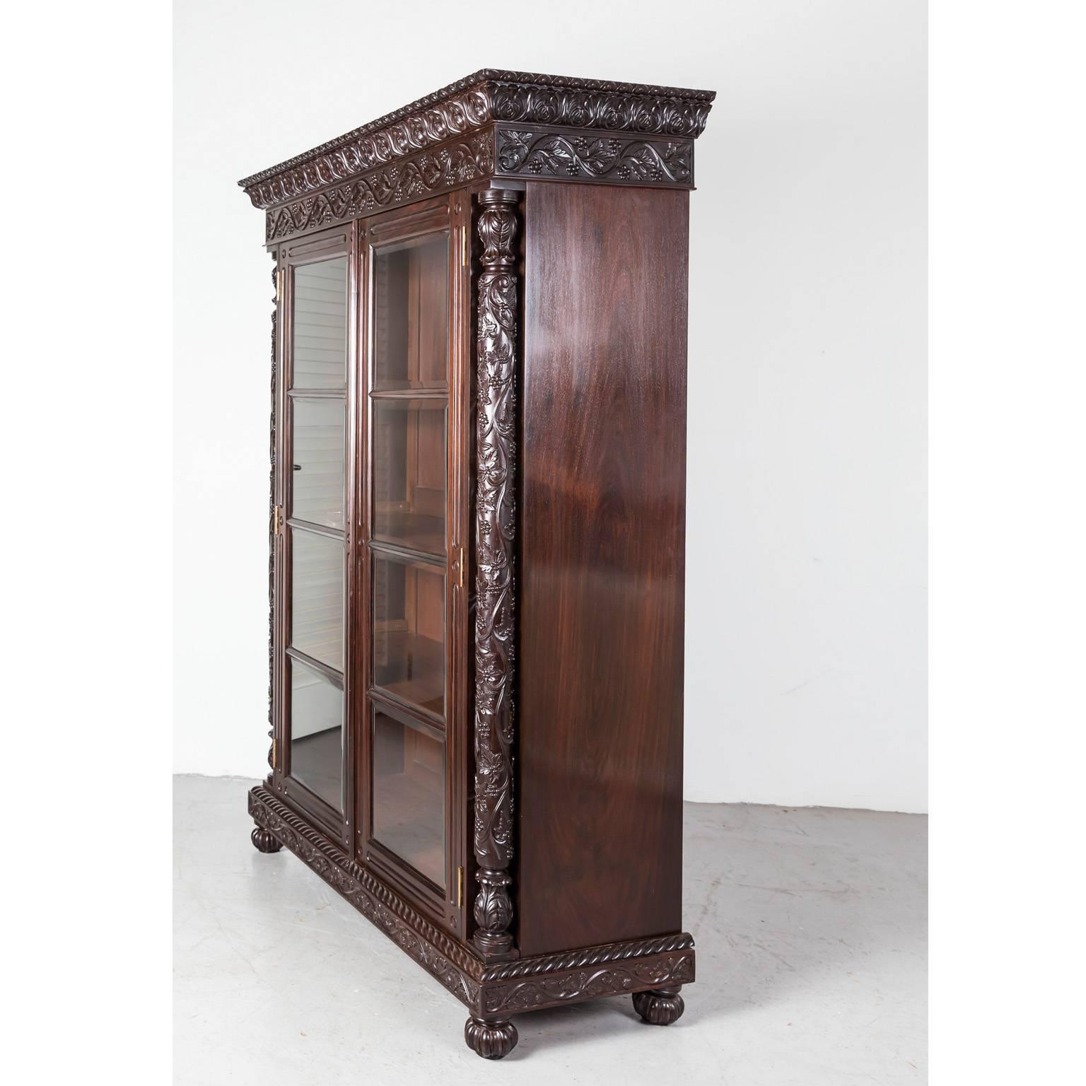 19th Century Antique Anglo-Indian or British Colonial Rosewood Glass Front Cabinet