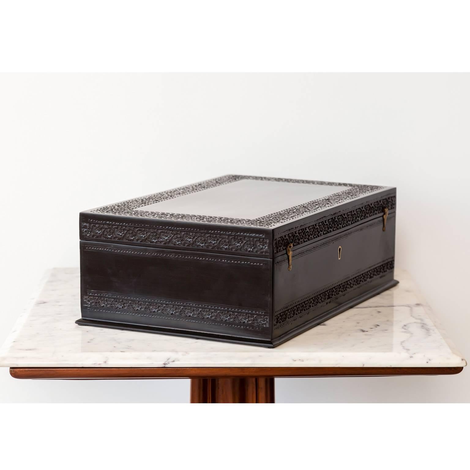 Antique Anglo-Indian or British Colonial Ebony Dressing Box 1