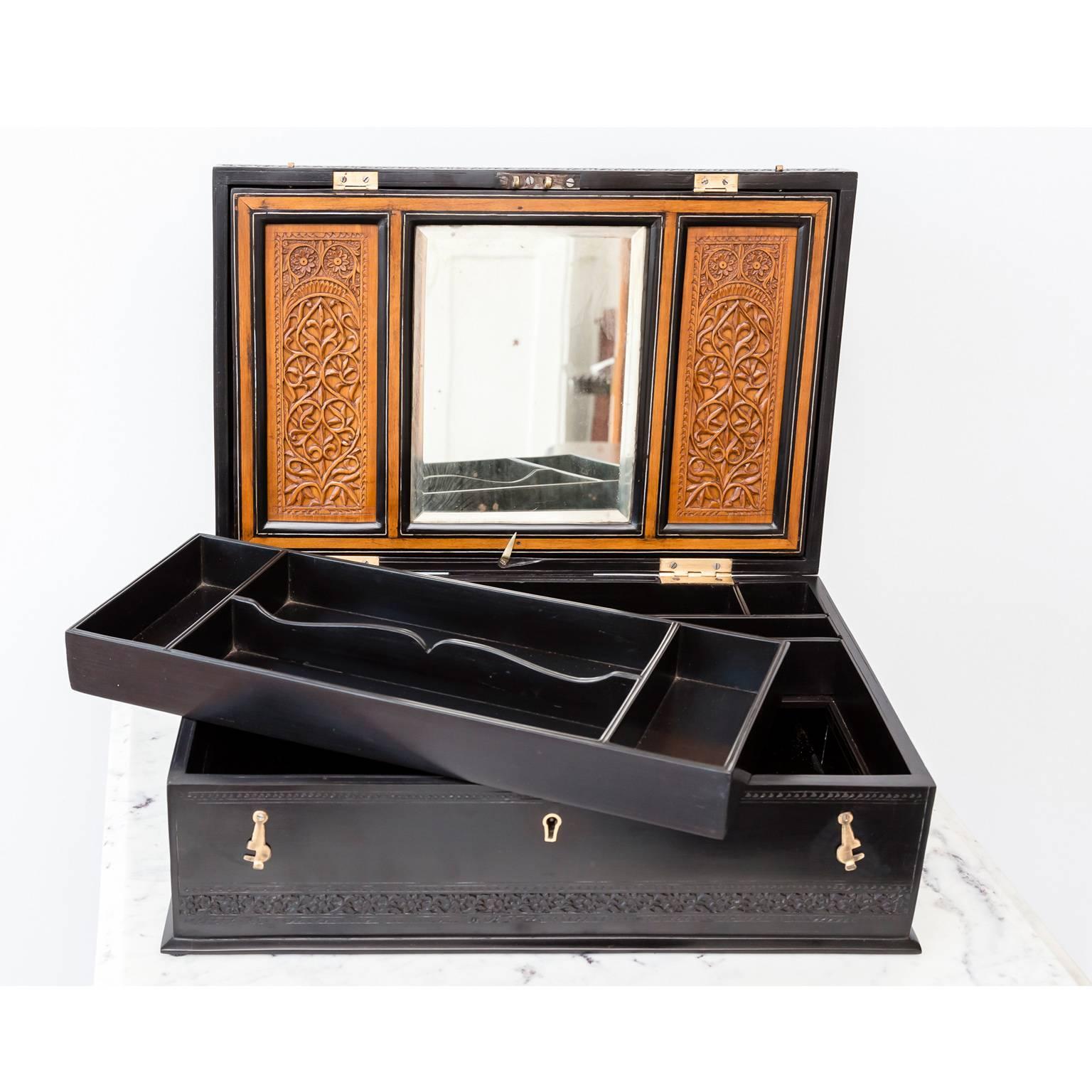 Antique Anglo-Indian or British Colonial Ebony Dressing Box 3
