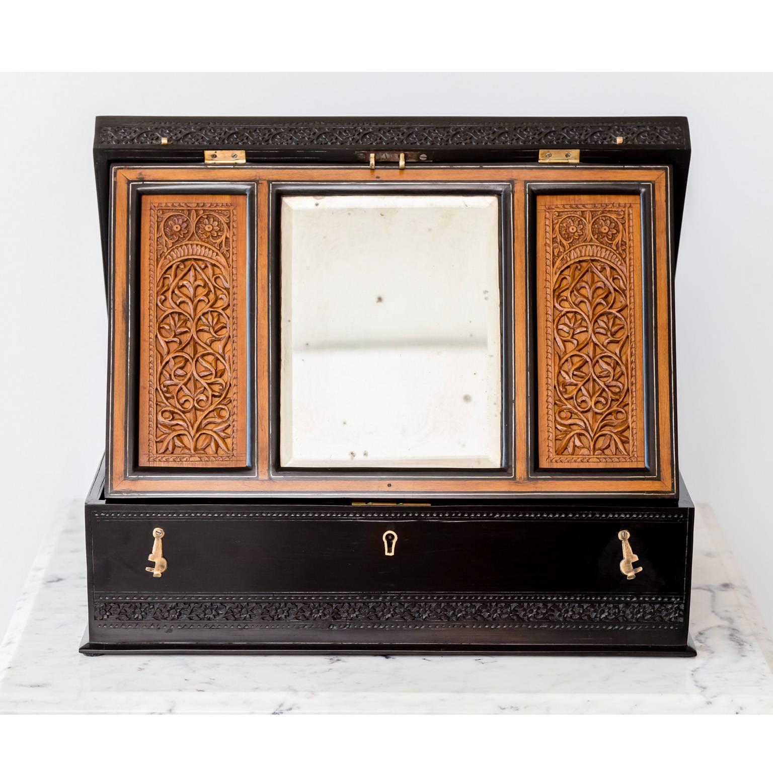 Antique Anglo-Indian or British Colonial Ebony Dressing Box 5
