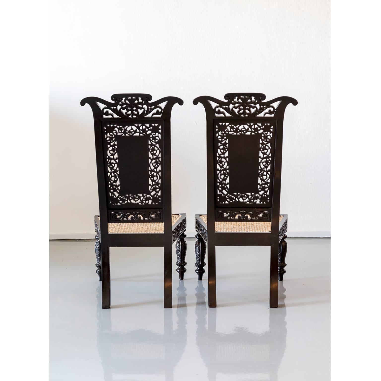 Pair of Antique Anglo-Indian or British Colonial Ebony Prie-Dieu Chairs For Sale 5