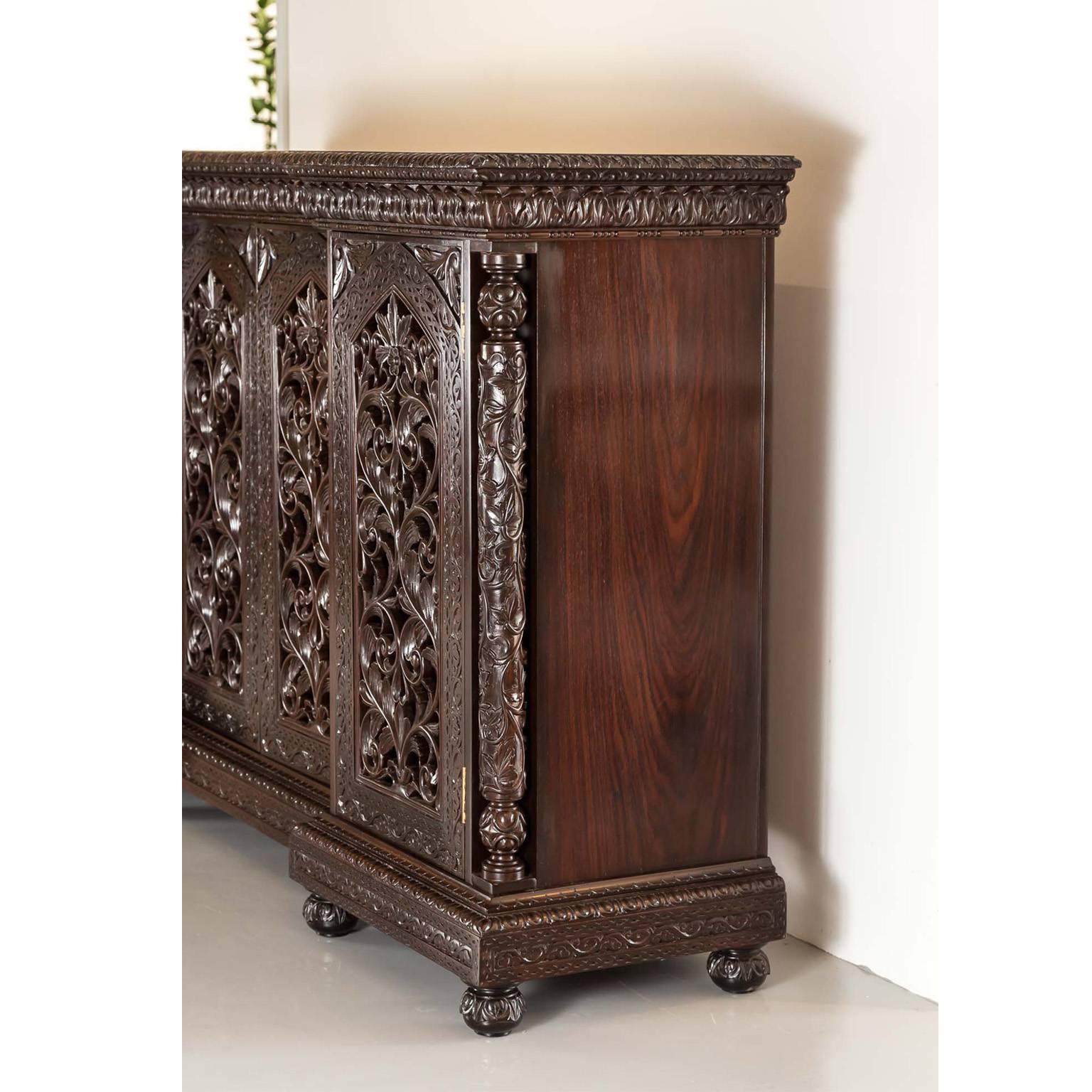 19th Century Antique Anglo-Indian or British Colonial Rosewood Breakfront Cabinet For Sale