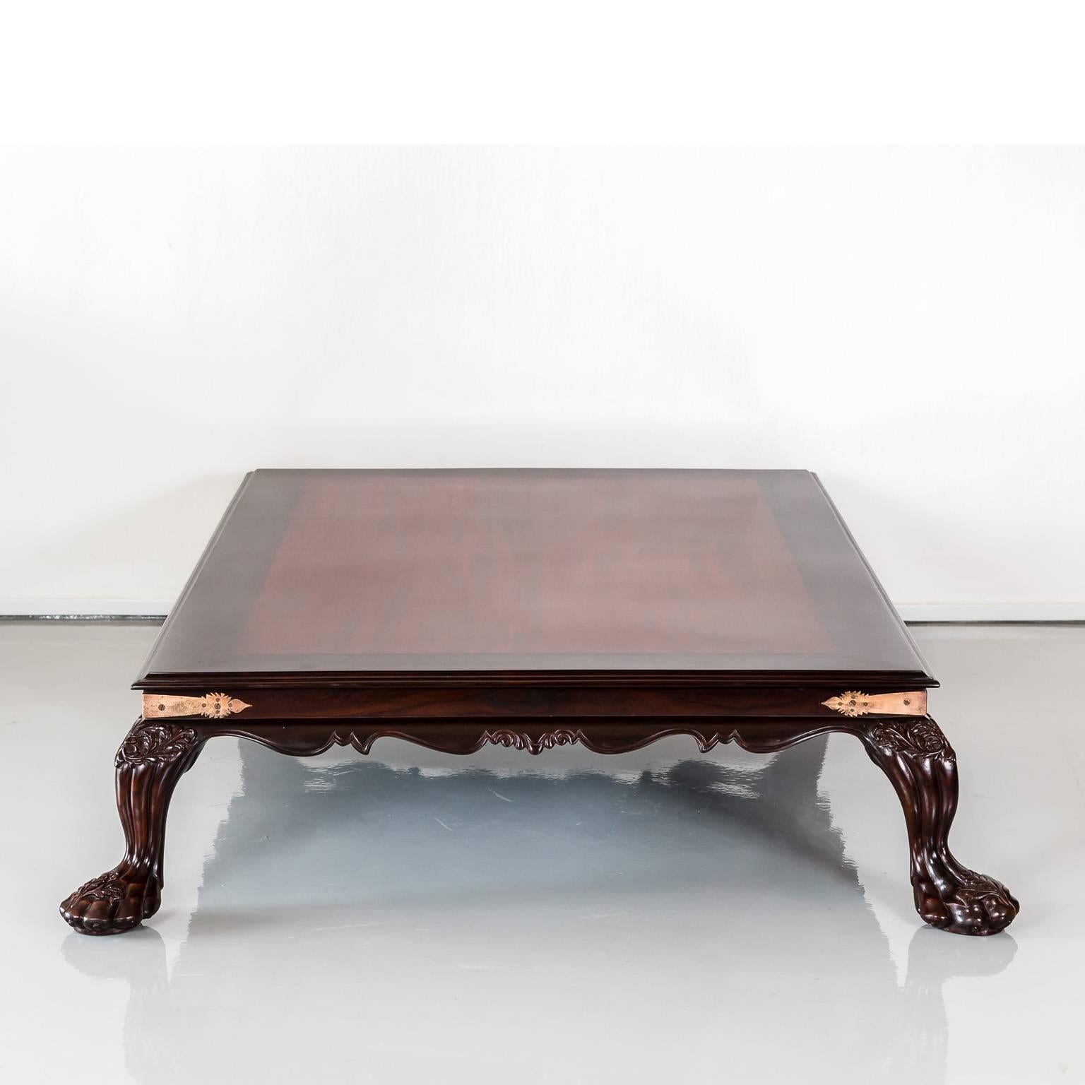 19th Century Antique Anglo-Indian or British Colonial Rosewood Coffee Table with Mahogany Top