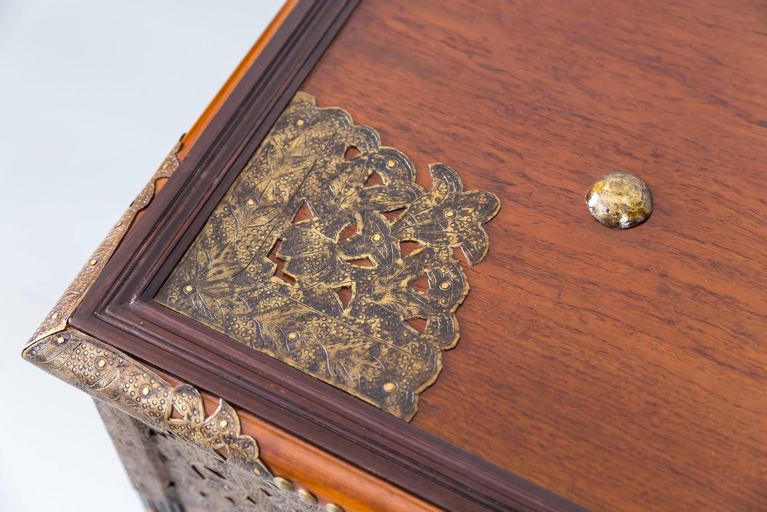 19th Century Teakwood Arab Chest or Bombay Chest For Sale