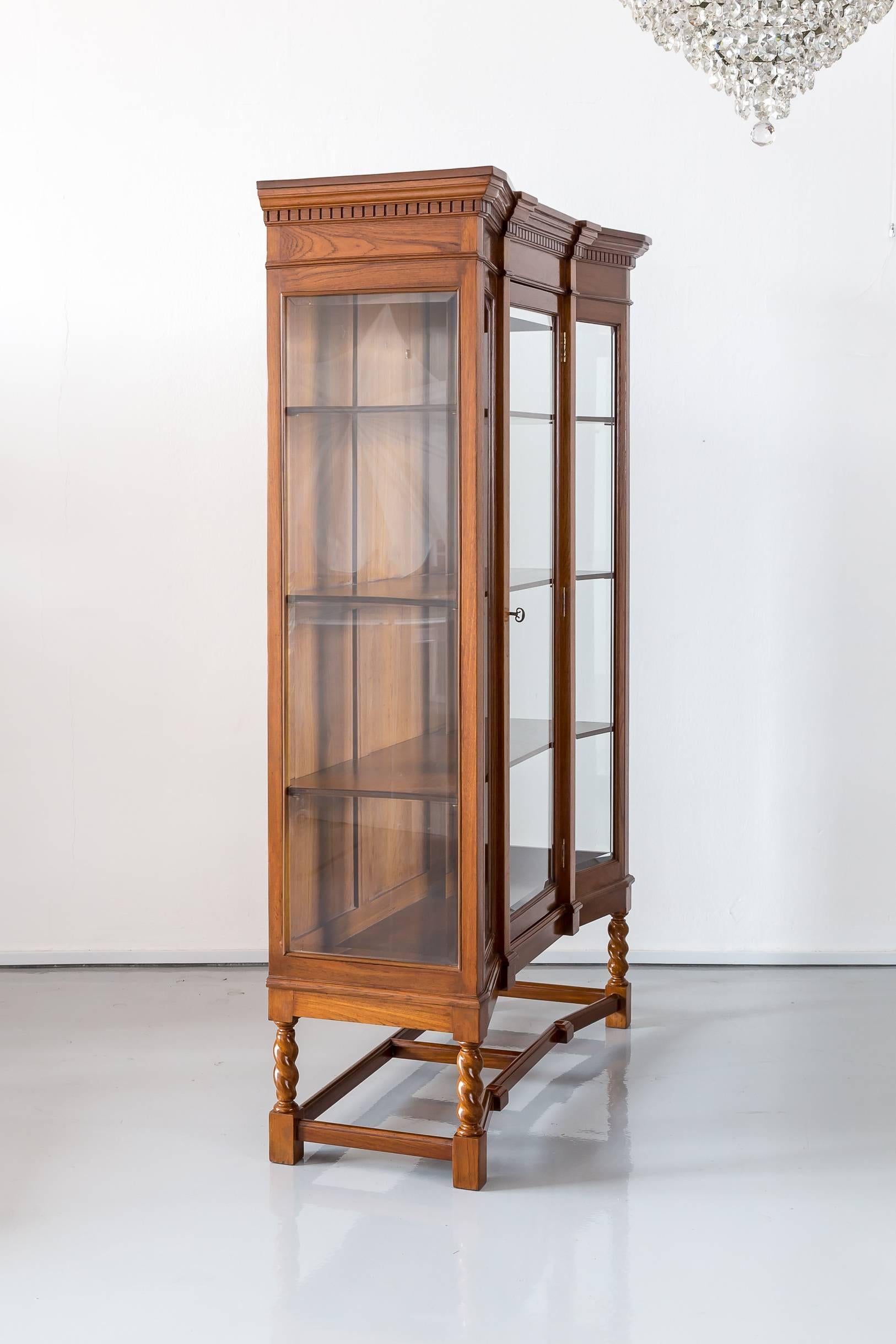 19th Century Antique Anglo-Indian or British Colonial Teak Wood Display Cabinet For Sale