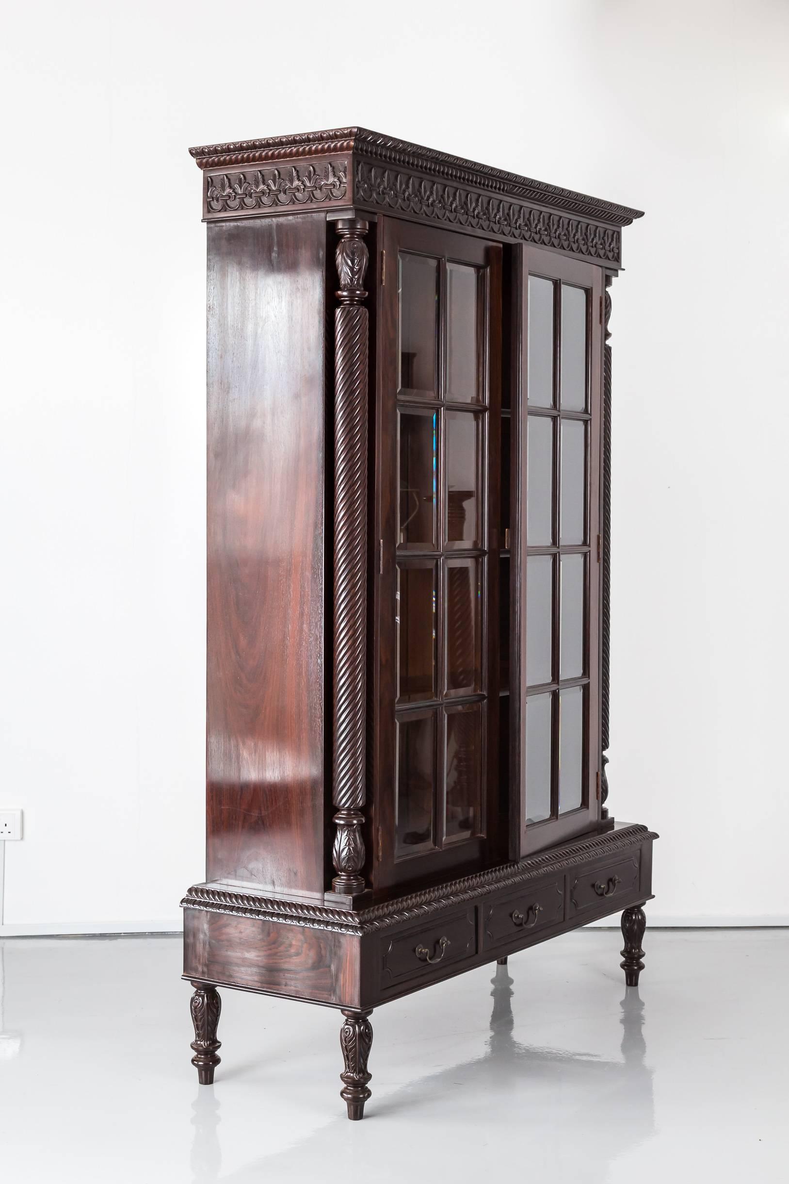 19th Century Antique Anglo-Indian or British Colonial Rosewood Cabinet on Stand For Sale