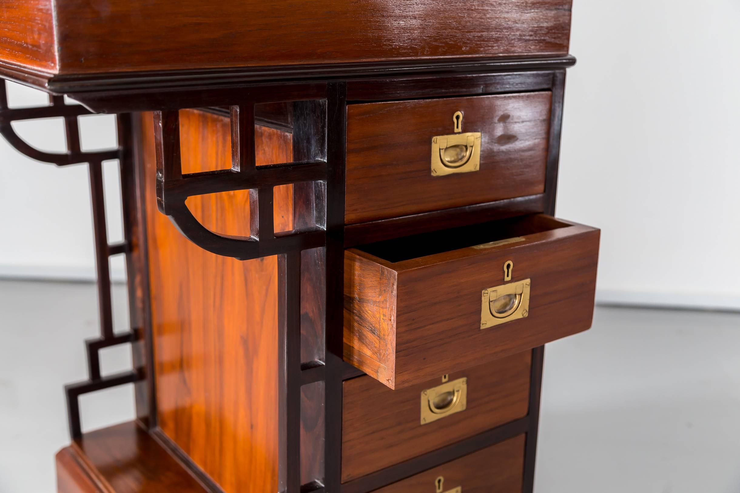 Antique Anglo-Indian or British Colonial Teakwood Davenport Desk For Sale 4