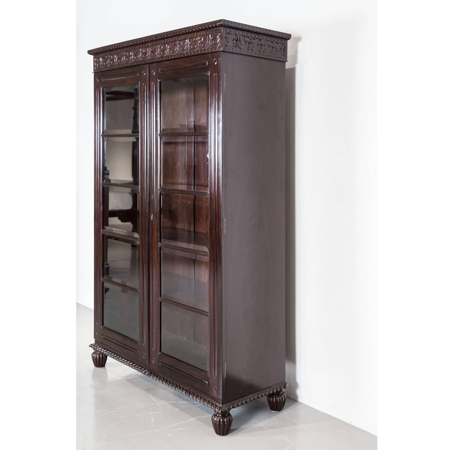 Antique Anglo-Indian or British Colonial Rosewood Library Bookcase In Good Condition For Sale In Singapore, SG