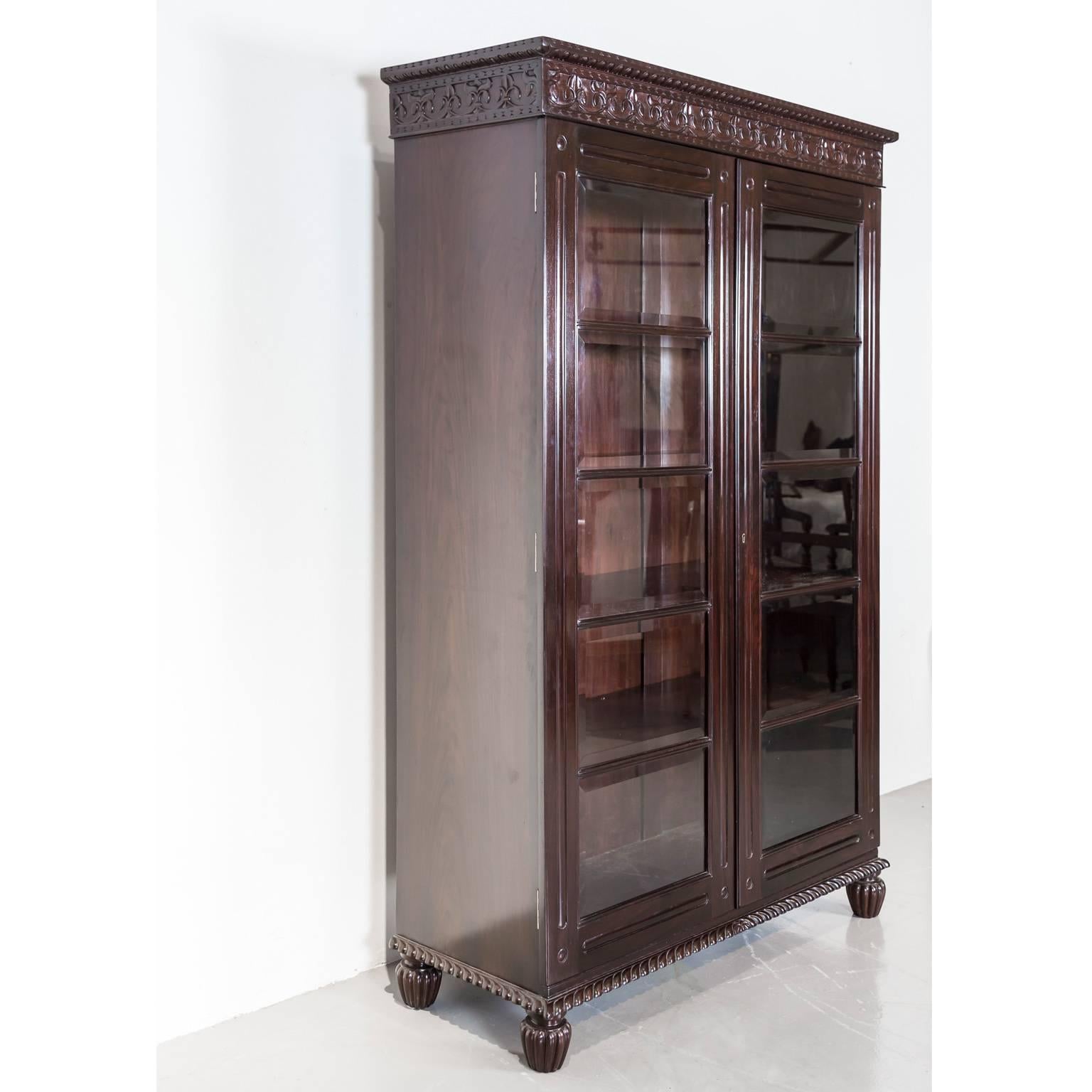 19th Century Antique Anglo-Indian or British Colonial Rosewood Library Bookcase For Sale