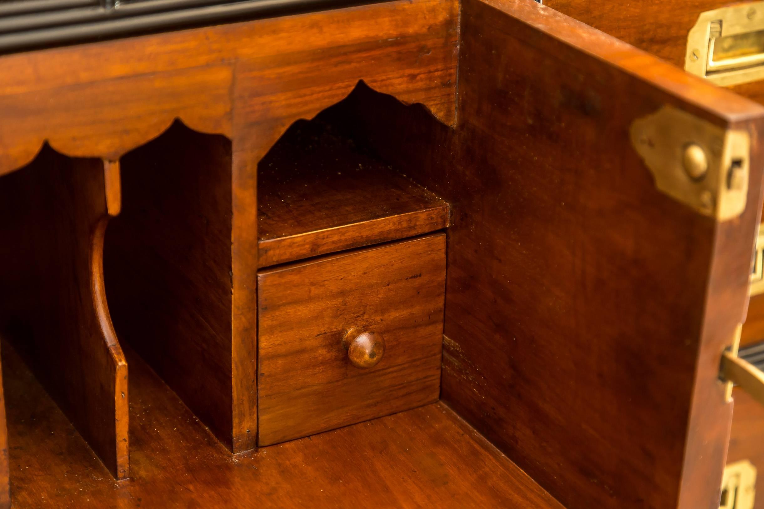 Anglo-Indian or British Colonial Camphor and Ebony Campaign Chest of Drawers For Sale 3