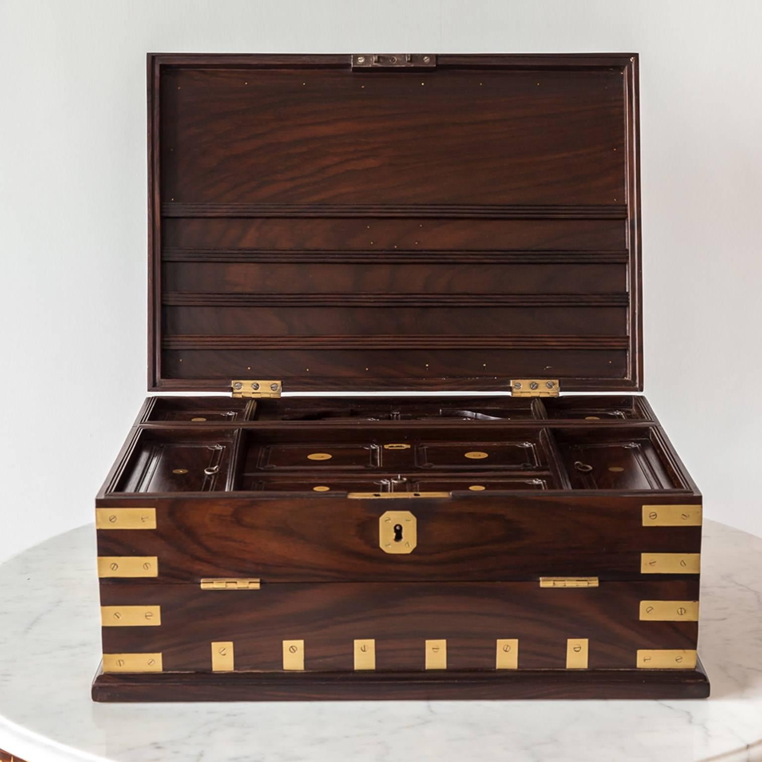 Anglo-Indian or British Colonial Triple Opening Writing Box Mid 19th Century For Sale 1