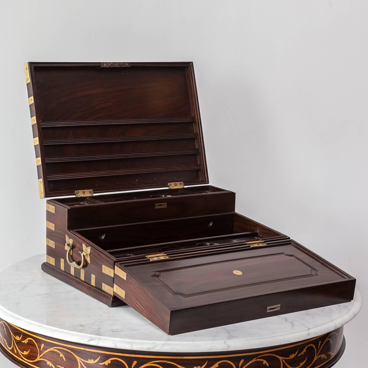 Anglo-Indian or British Colonial Triple Opening Writing Box Mid 19th Century For Sale 3