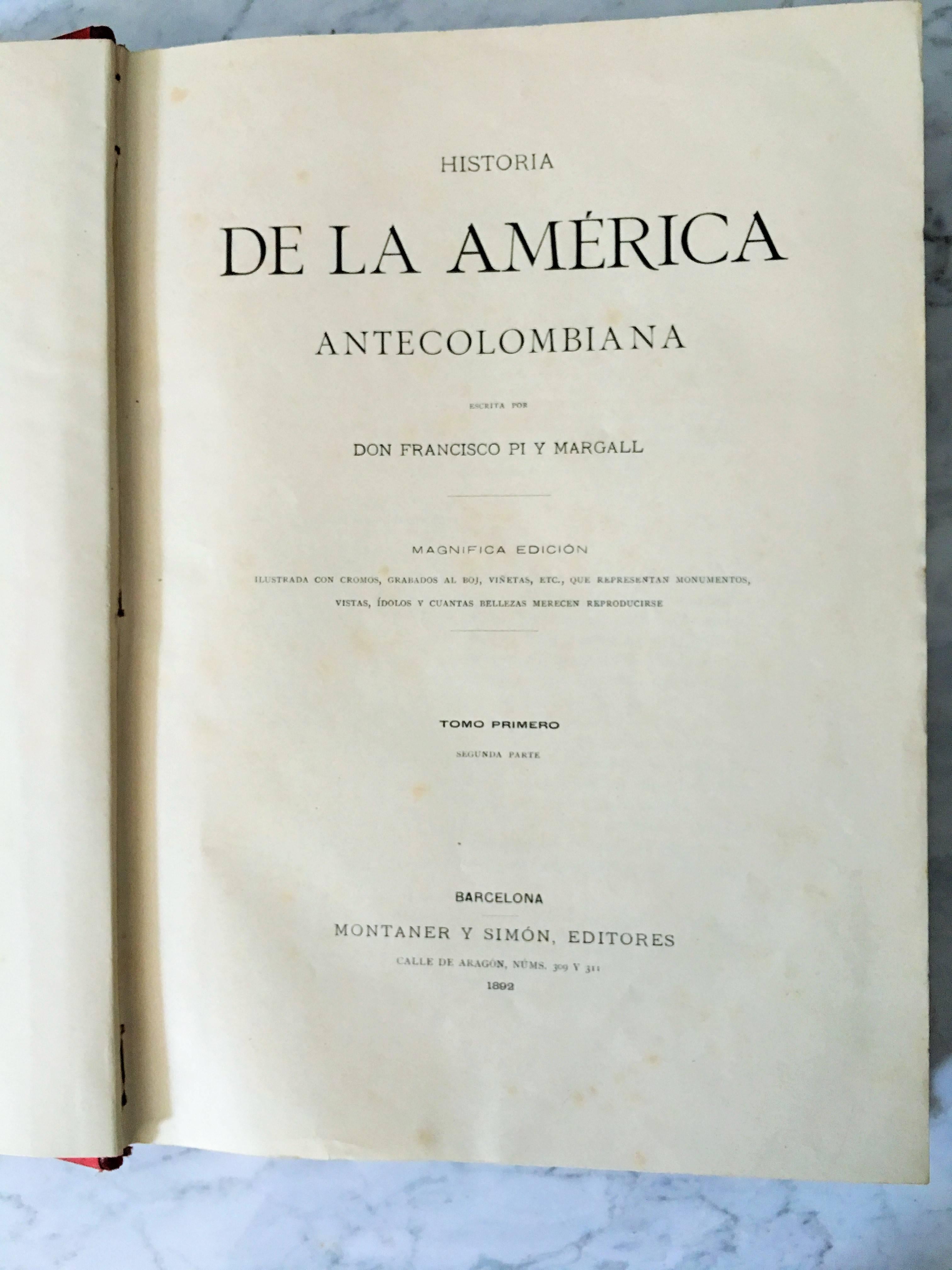 19th History of the Antecolombian America with Original Engravings and Pictures In Good Condition For Sale In Miami, FL