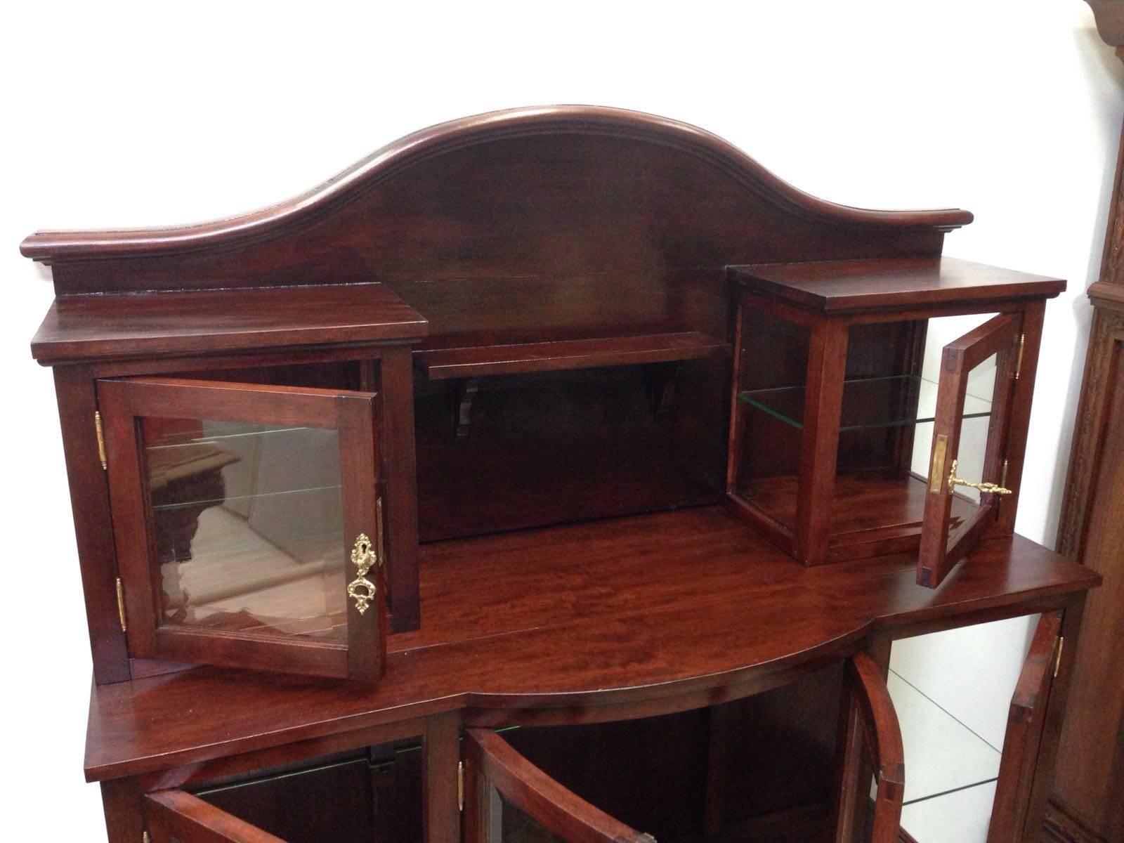 Modernist Mahogany Grand Buffet with Crest In Excellent Condition For Sale In Miami, FL