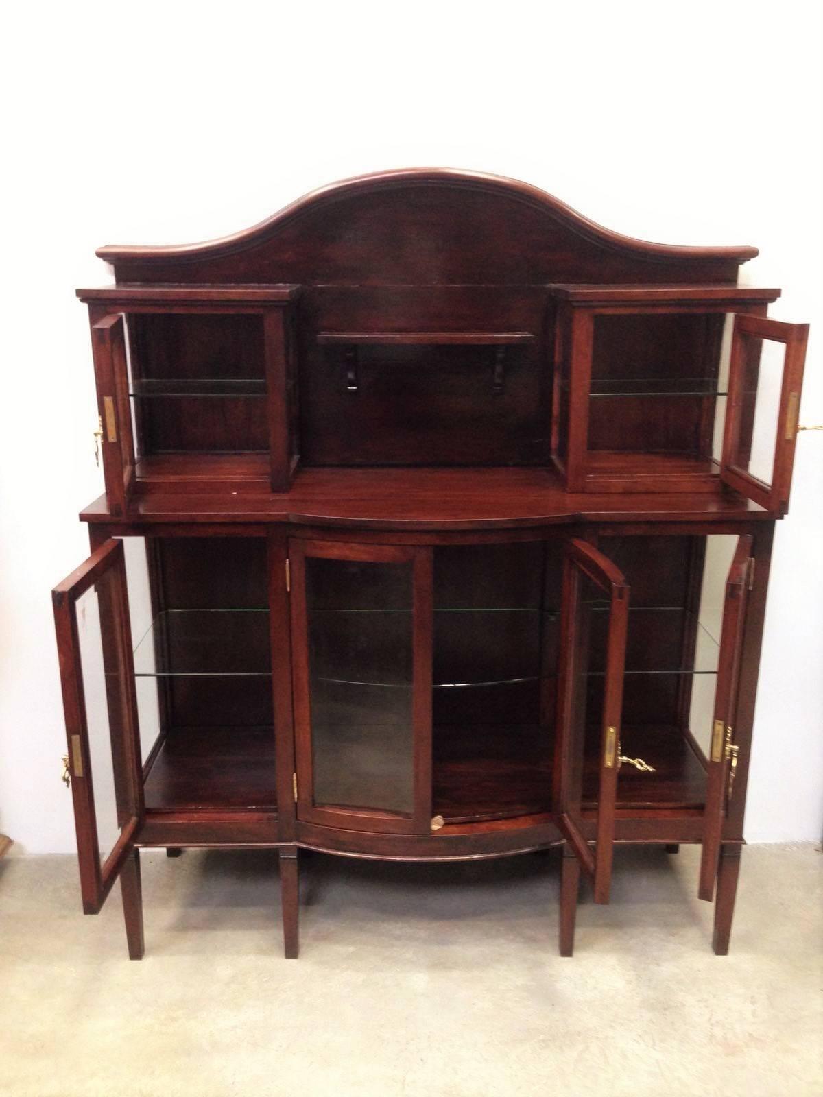 European Modernist Mahogany Grand Buffet with Crest For Sale