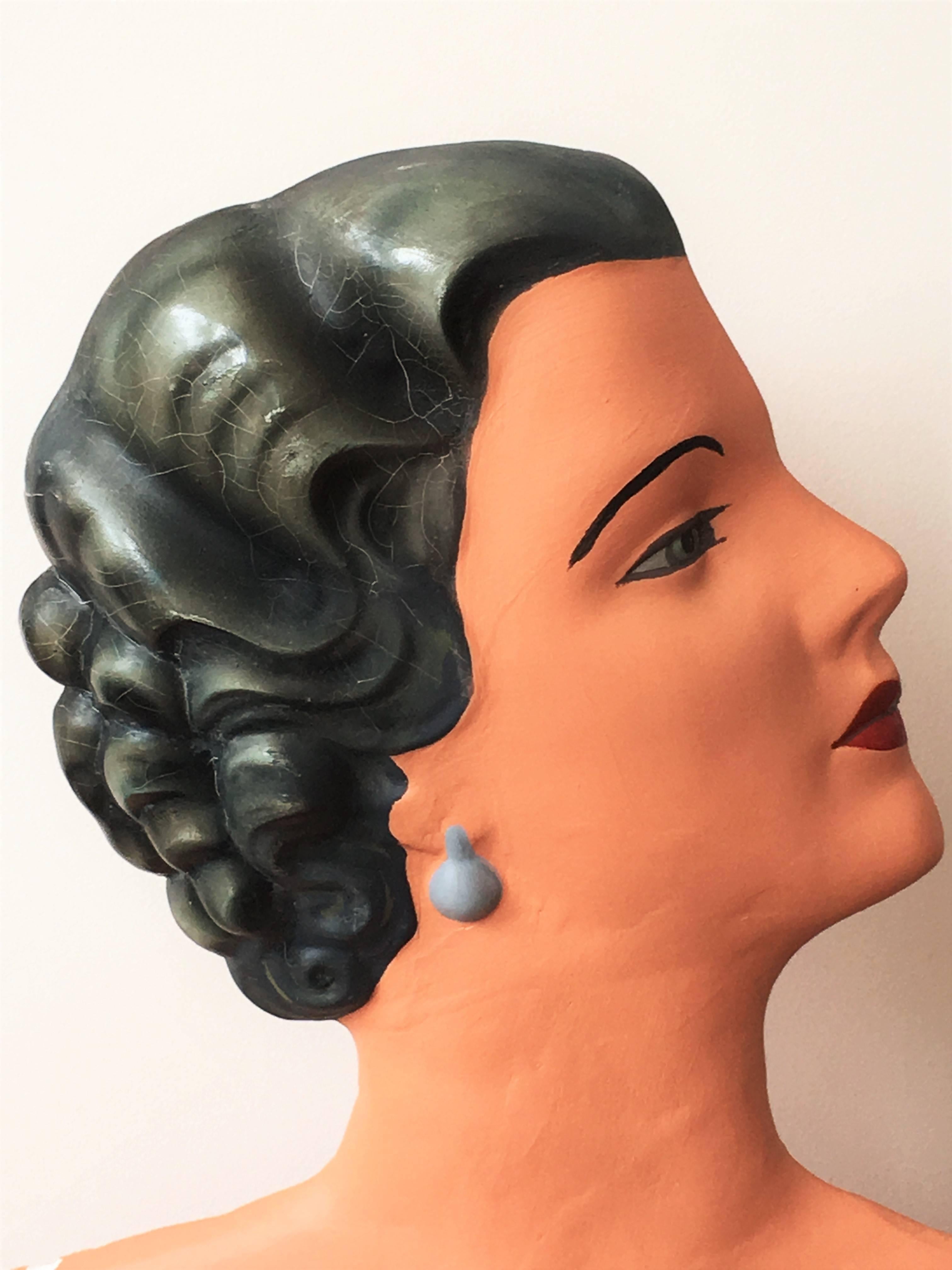 Mannequin buste en plâtre Art Déco Excellent état - En vente à Miami, FL