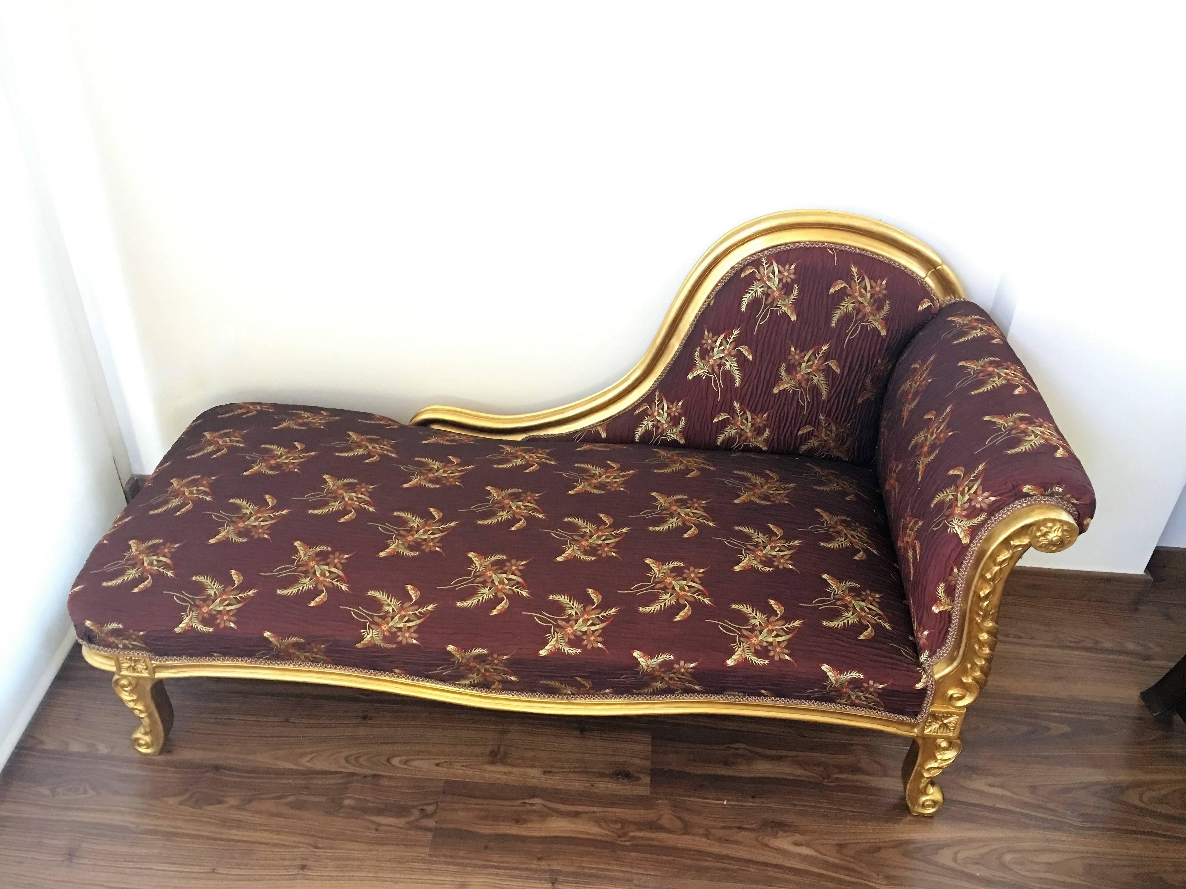 20th Century Louis XV Style Gold Lacquered Chaise Longue or Daybed
