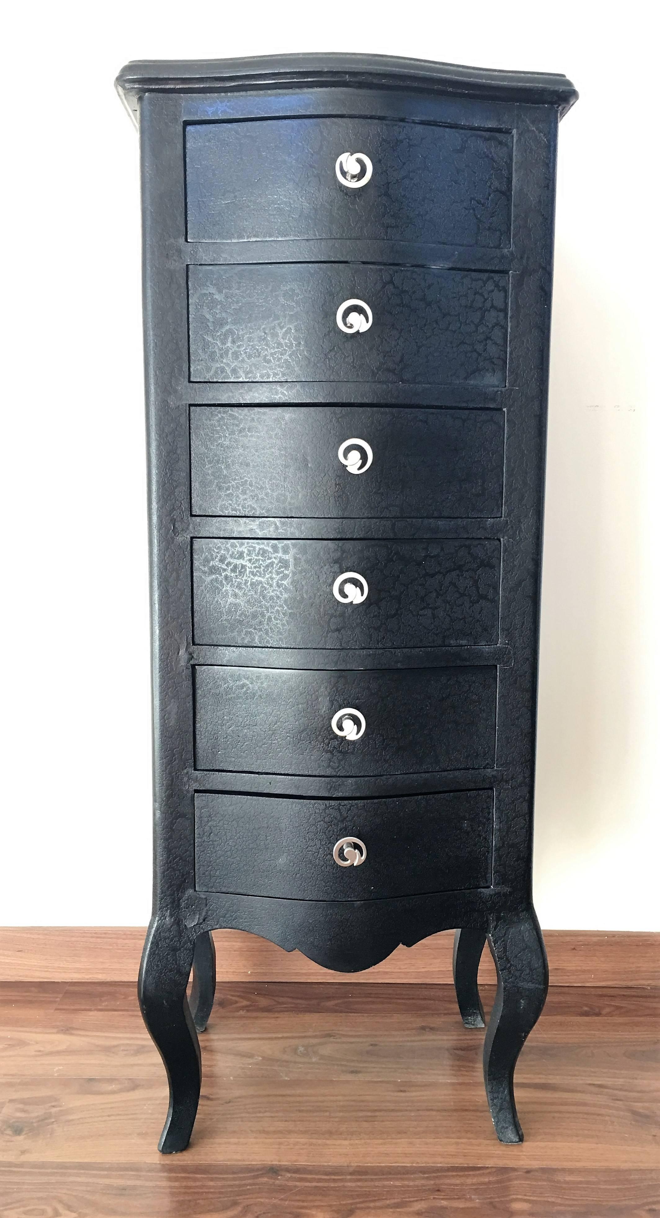 French Black Skin Tall Chest of Drawers