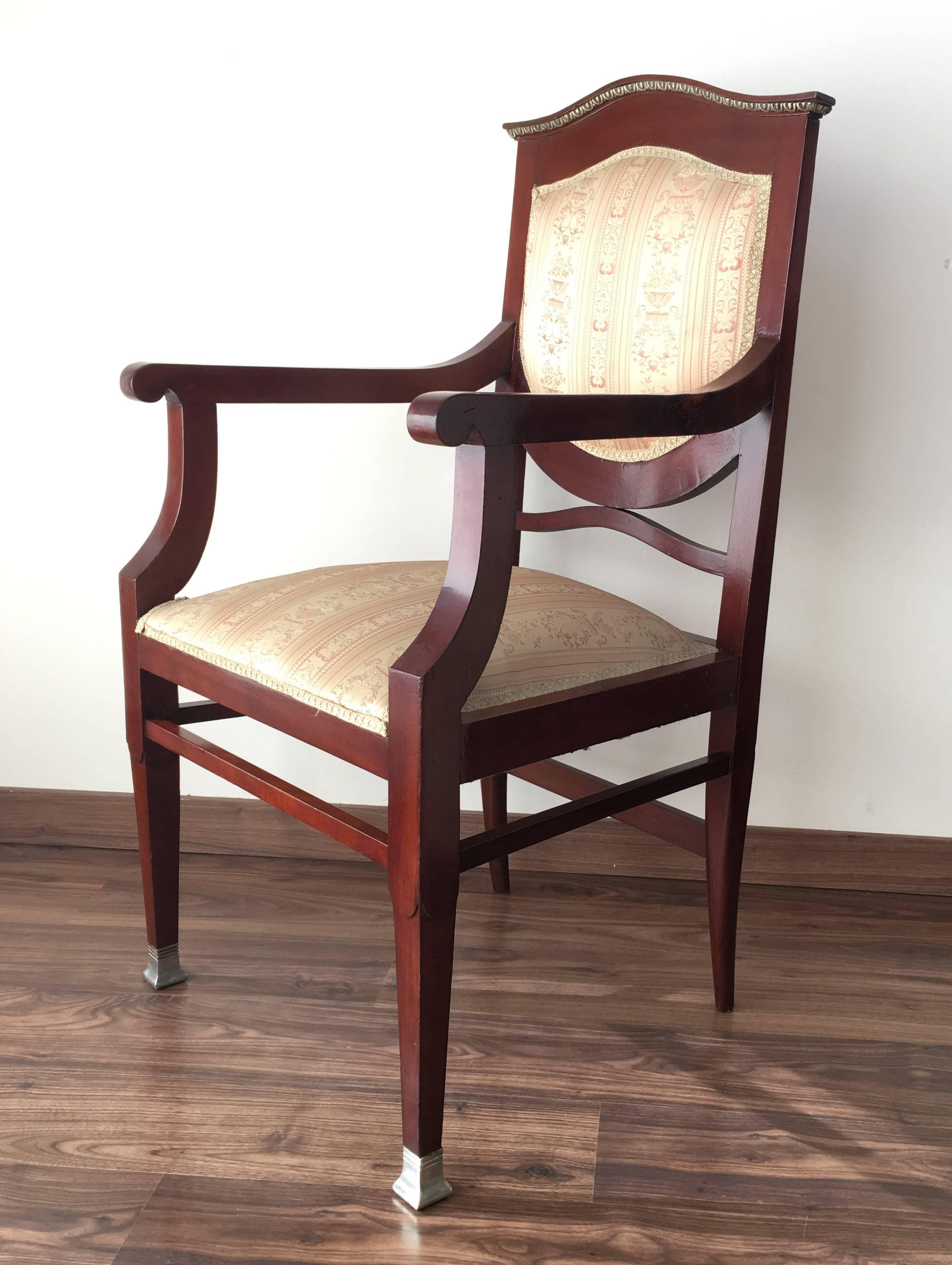 19th Century Regency Pair of Armchairs in Mahogany Influenced Art Deco Style In Excellent Condition For Sale In Miami, FL