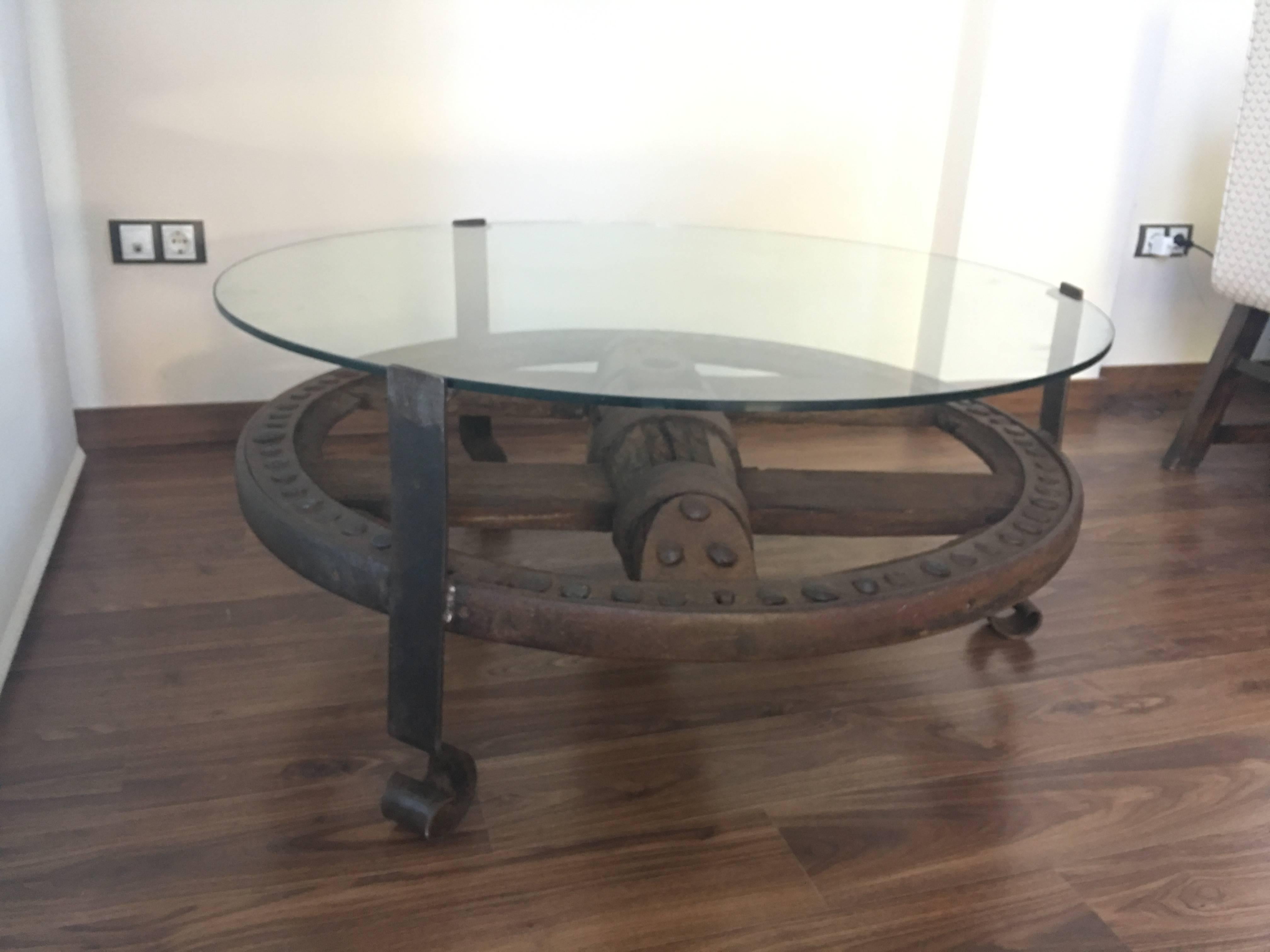 wagon wheel table glass top