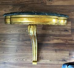 Victorian Wall-Mounted Gilt Console Table with Black Marble Top