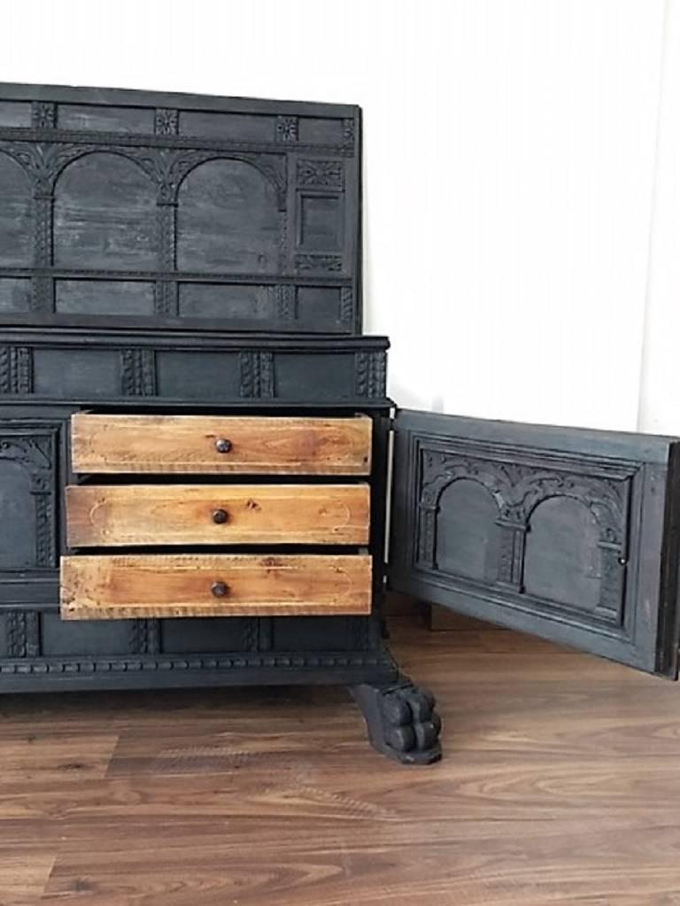 17th Century Italian Carved Cassone Trunk with Inside Carved Raised Panel 2
