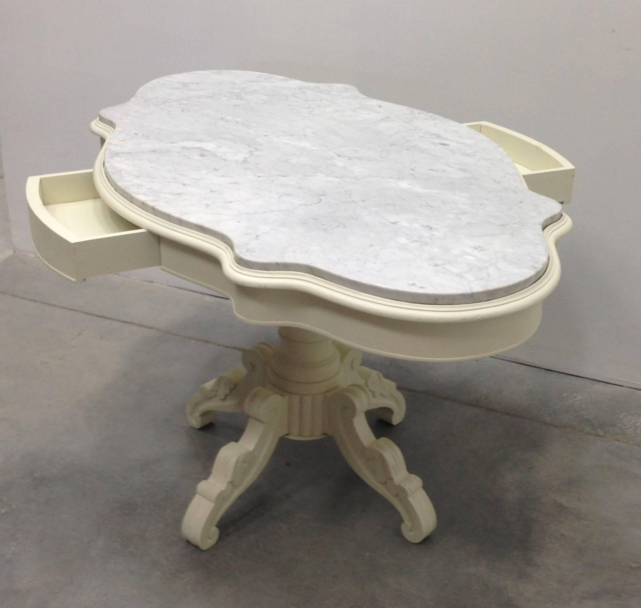 Gustavian 19th Century Swedish Pedestal Table with Two Drawers