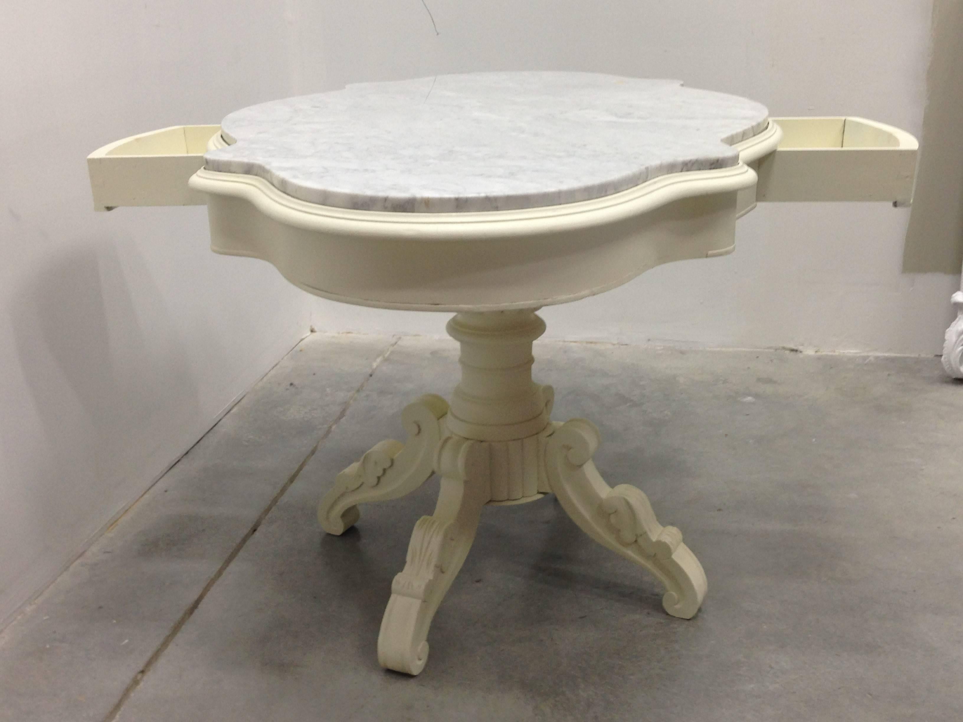 19th Century Swedish Pedestal Table with Two Drawers 4