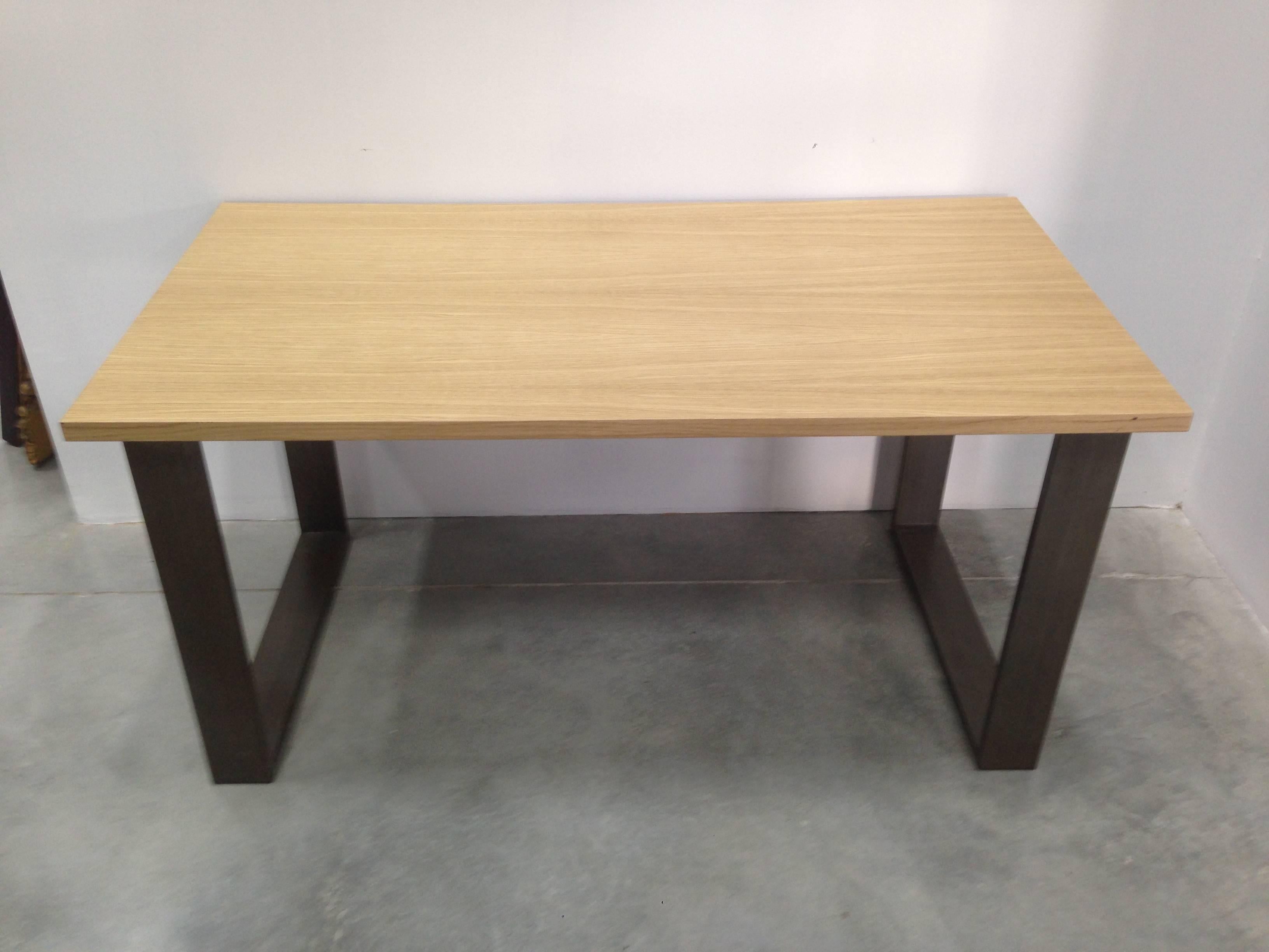 Spanish Modern Iron Industrial Table with Wood Top