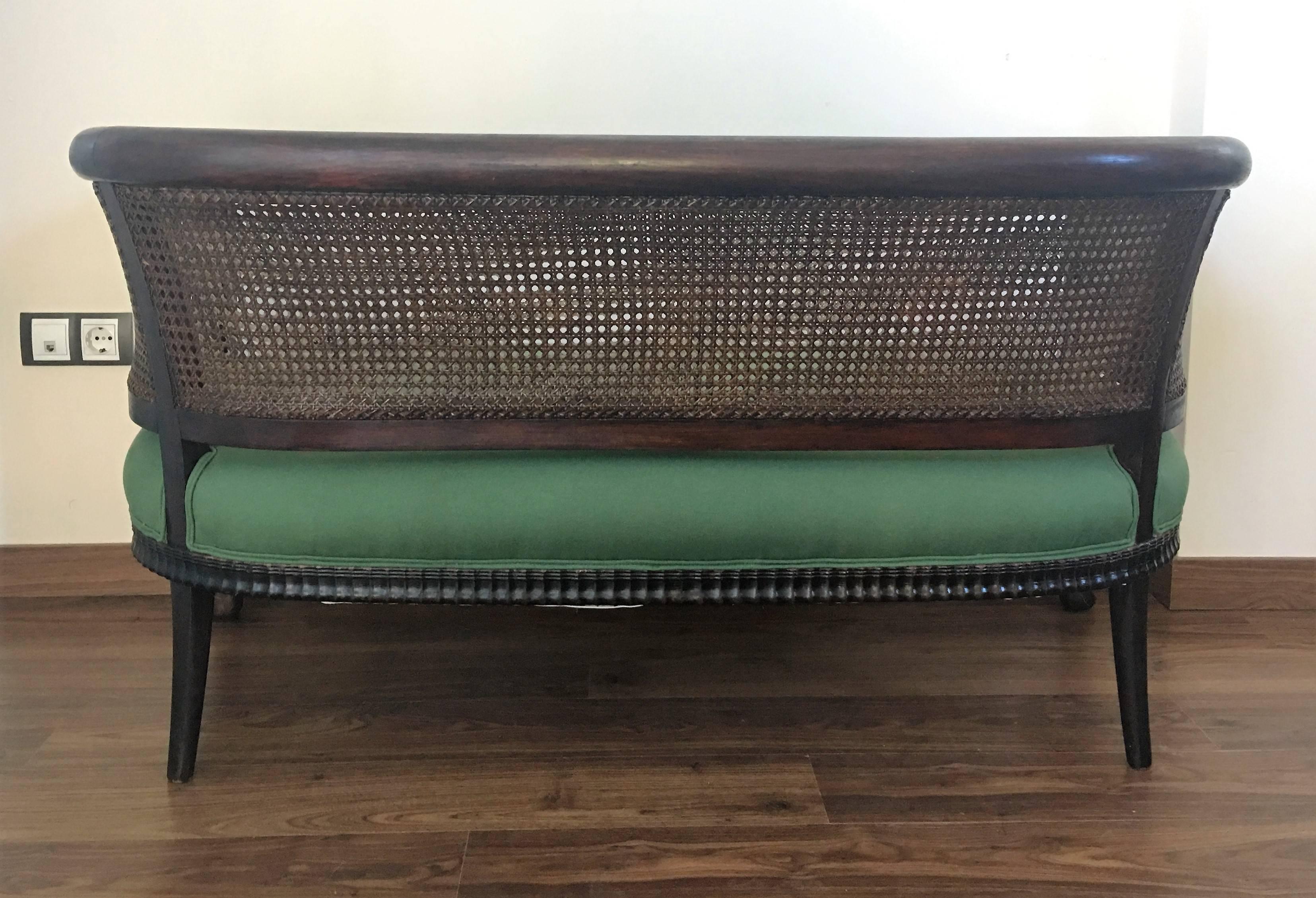 20th Century Early 20th Regency Framed Bergere Caned Sofa