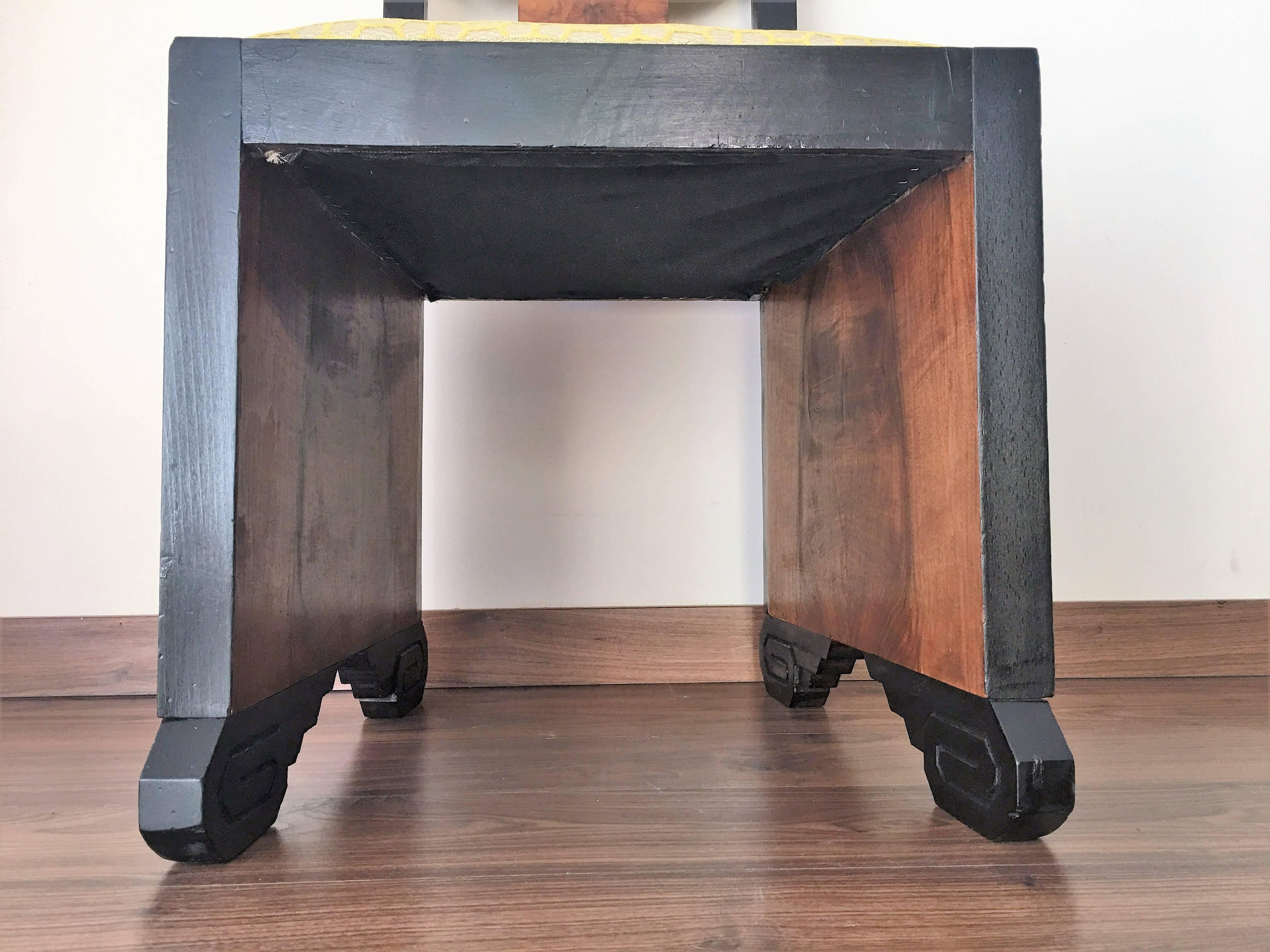 Mid-Century Dinning Chairs Reupholstered in Burl Wood and Walnut 2