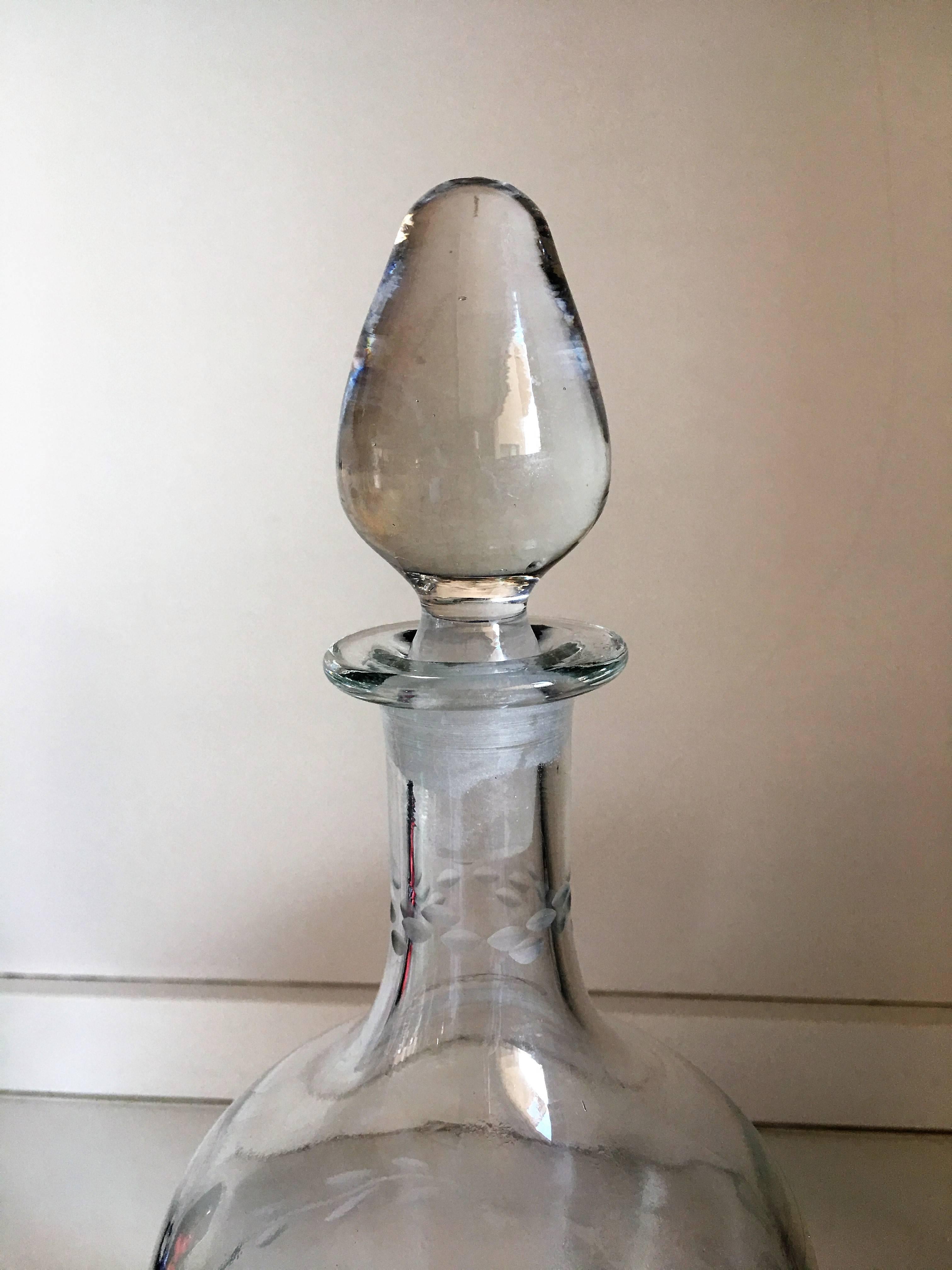 French 20th Art Deco Glass Decanter Bottle For Sale