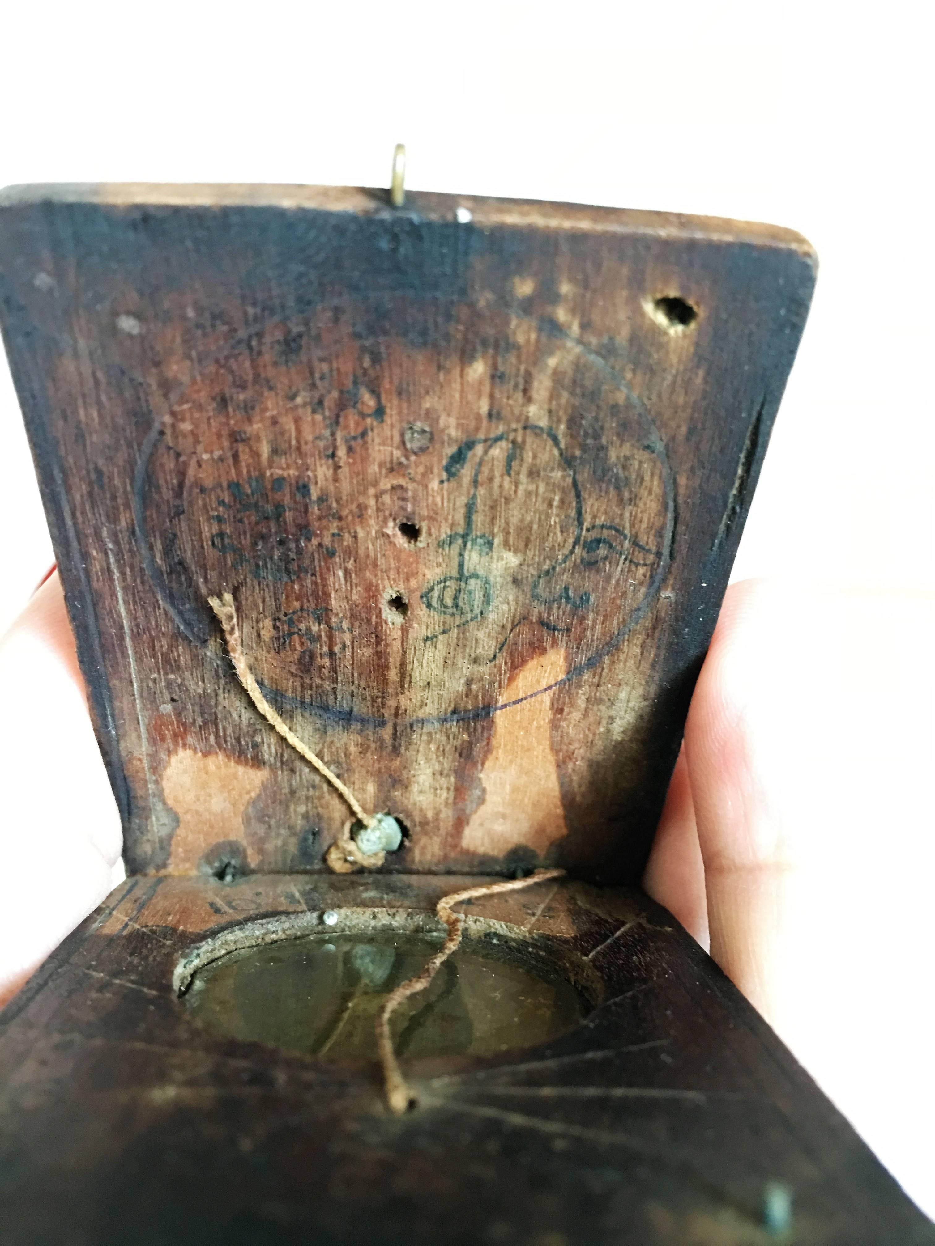 Wood 19th Century Compass and Sundial Together For Sale
