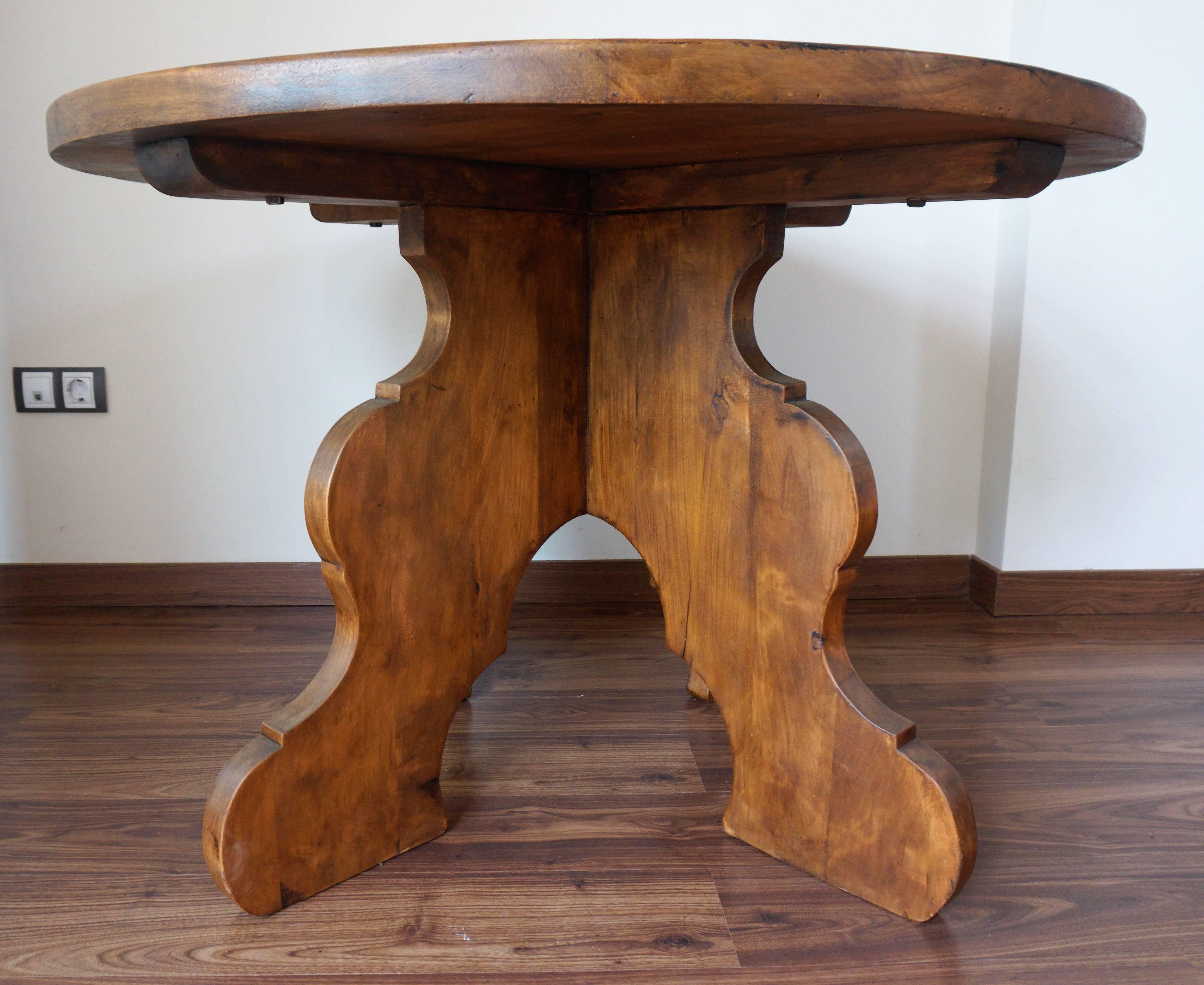 20th century rustic round coffee table or side table.