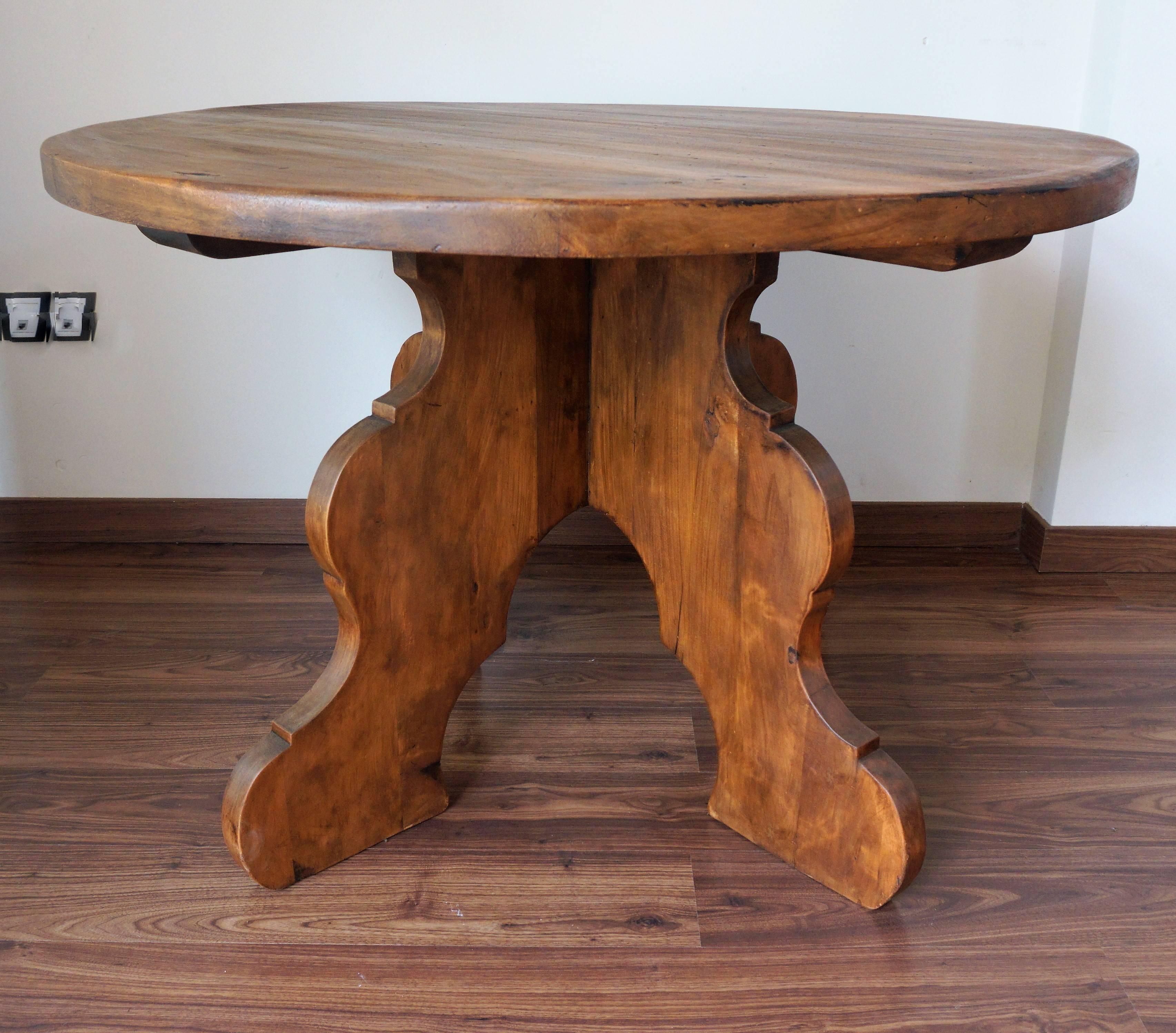 Country 20th Century Rustic Round Coffee Table or Side Table