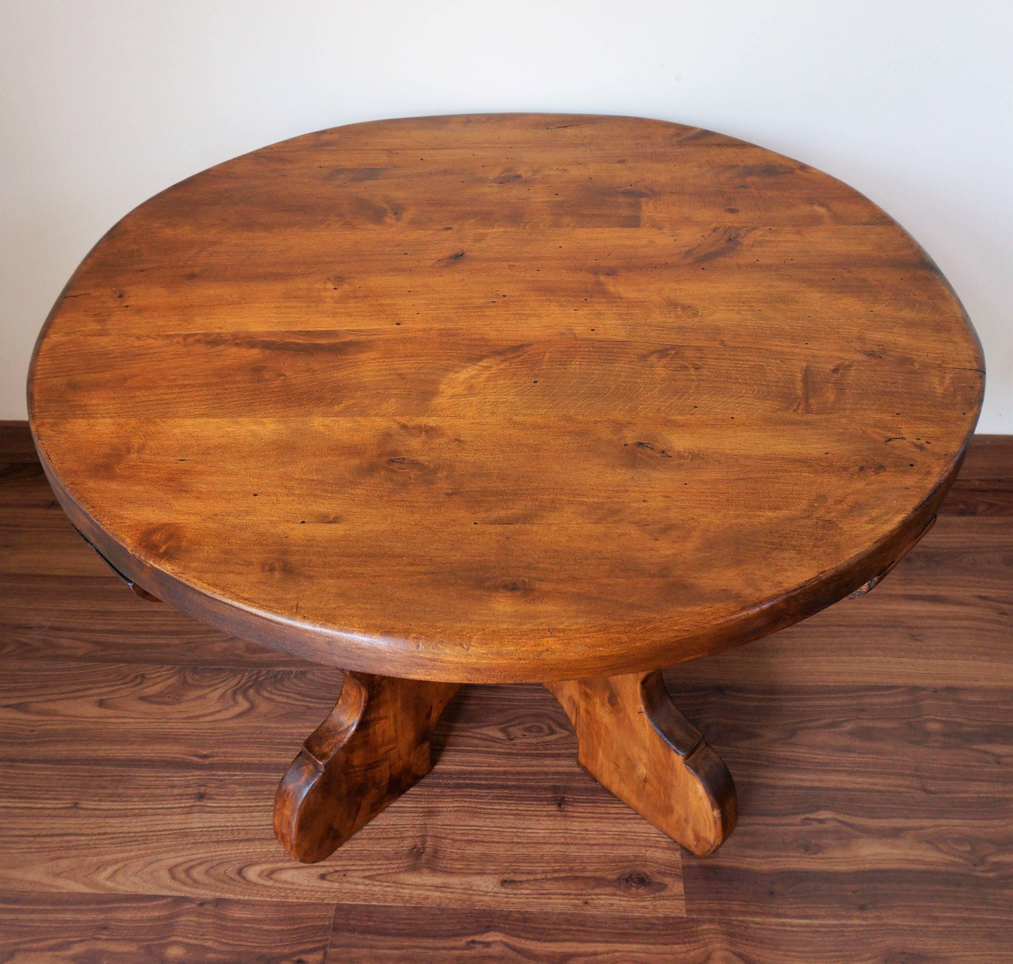 Country 20th Century Rustic Round Coffee Table or Side Table