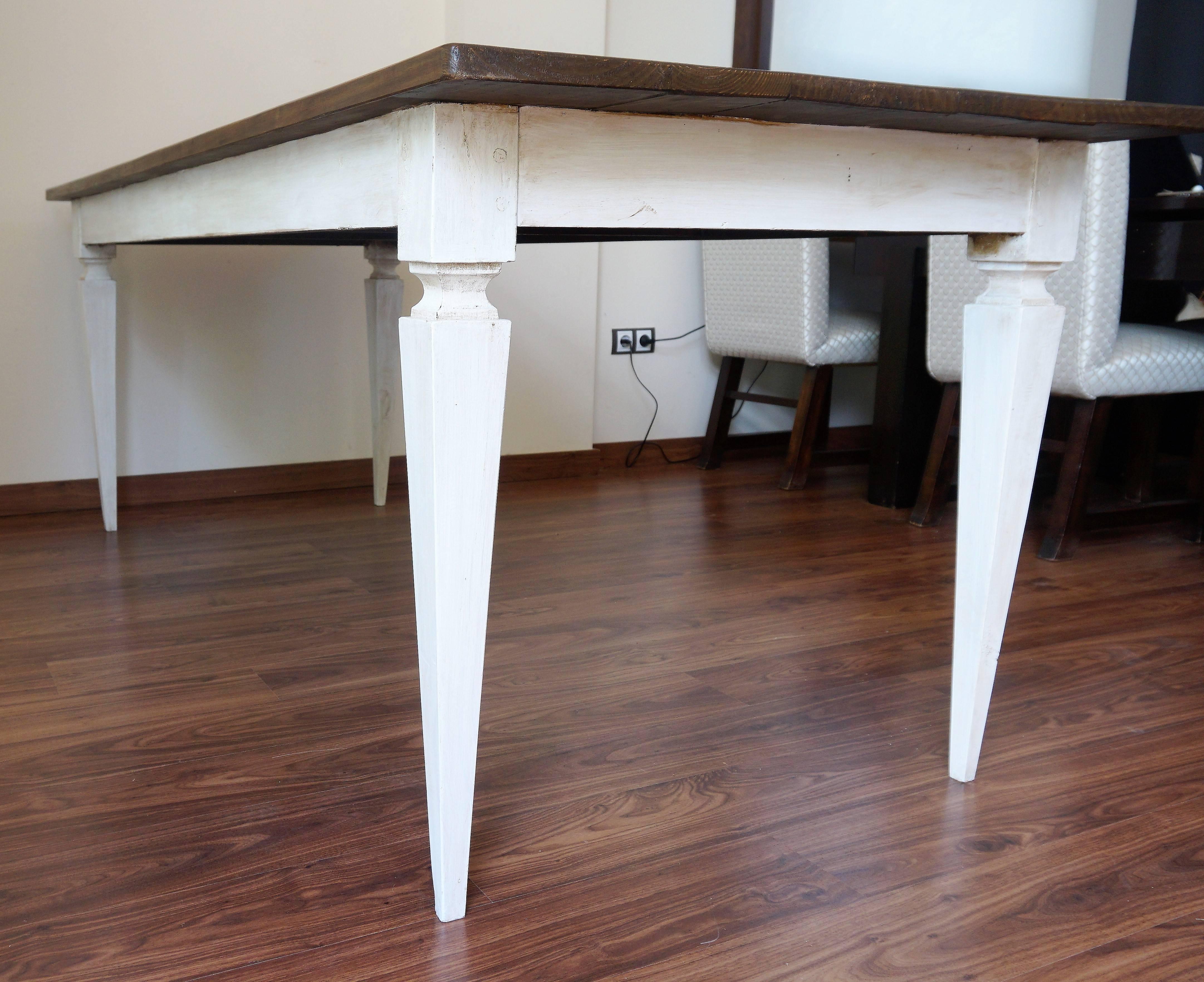 20th French Painted Dining Farm Table In Excellent Condition In Miami, FL