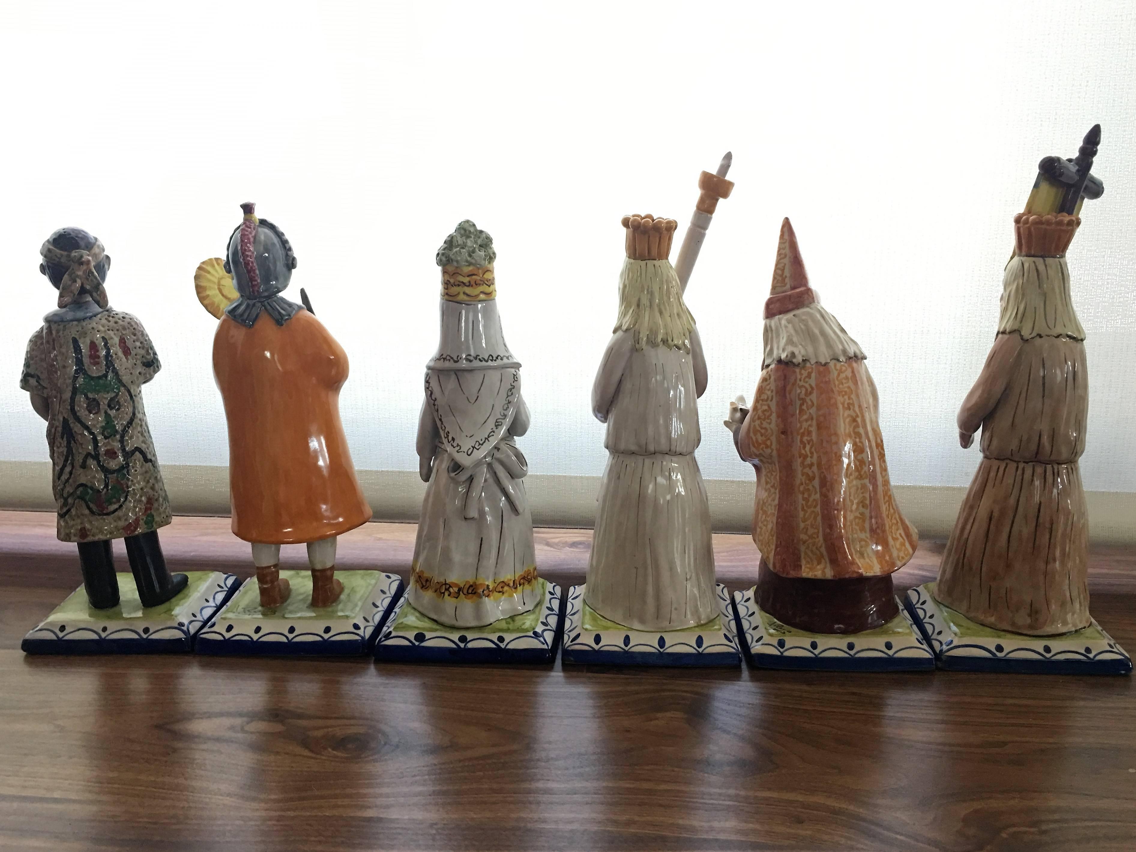 Set of Six Polychromed Figures Depicting the Processions of Holy Week In Excellent Condition For Sale In Miami, FL