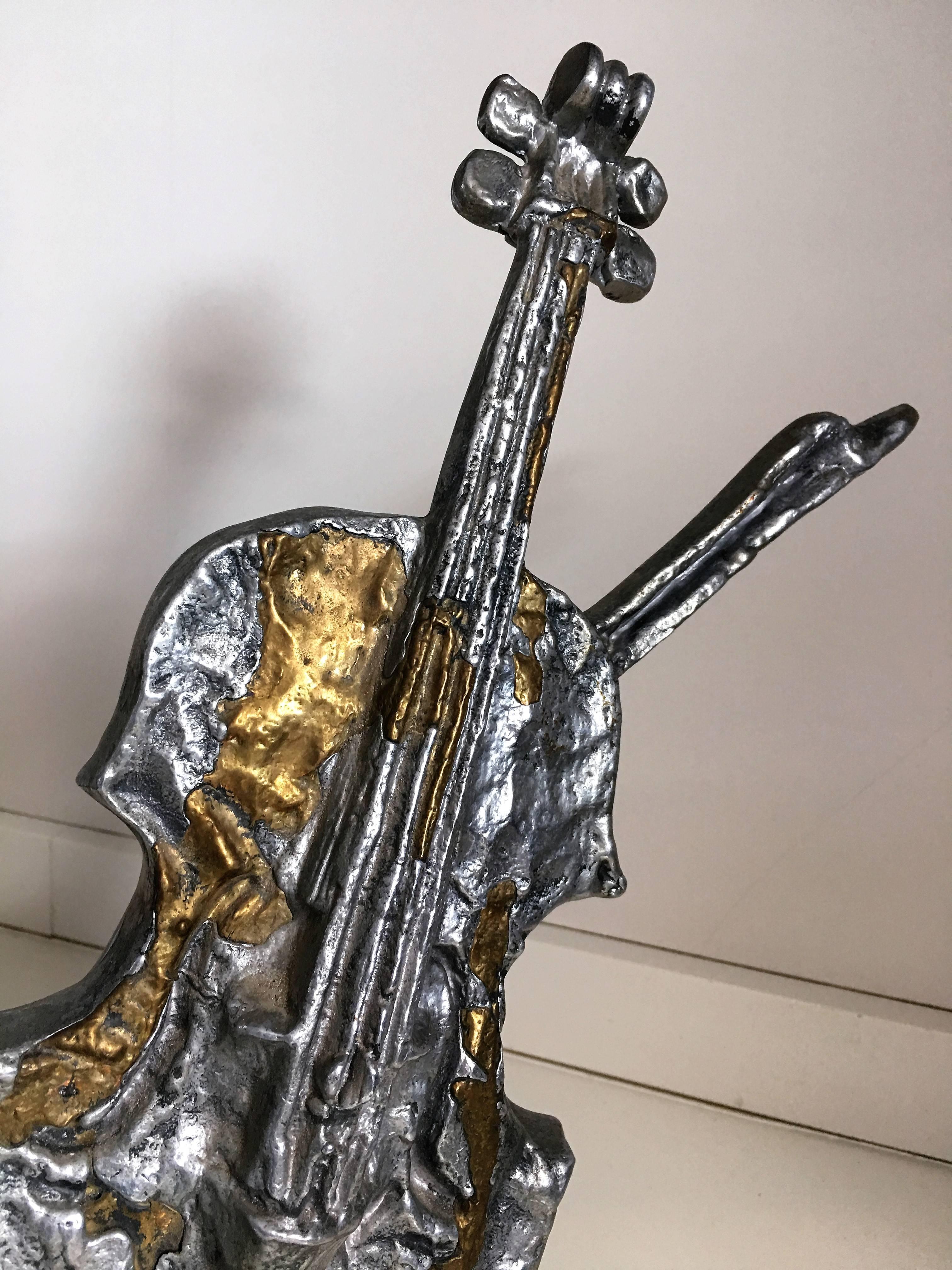 20th Century 1960s Violin Metal Sculpture, Signed, France