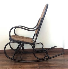 Pair of Bentwood Rocking Chairs with Cane Seat and Back