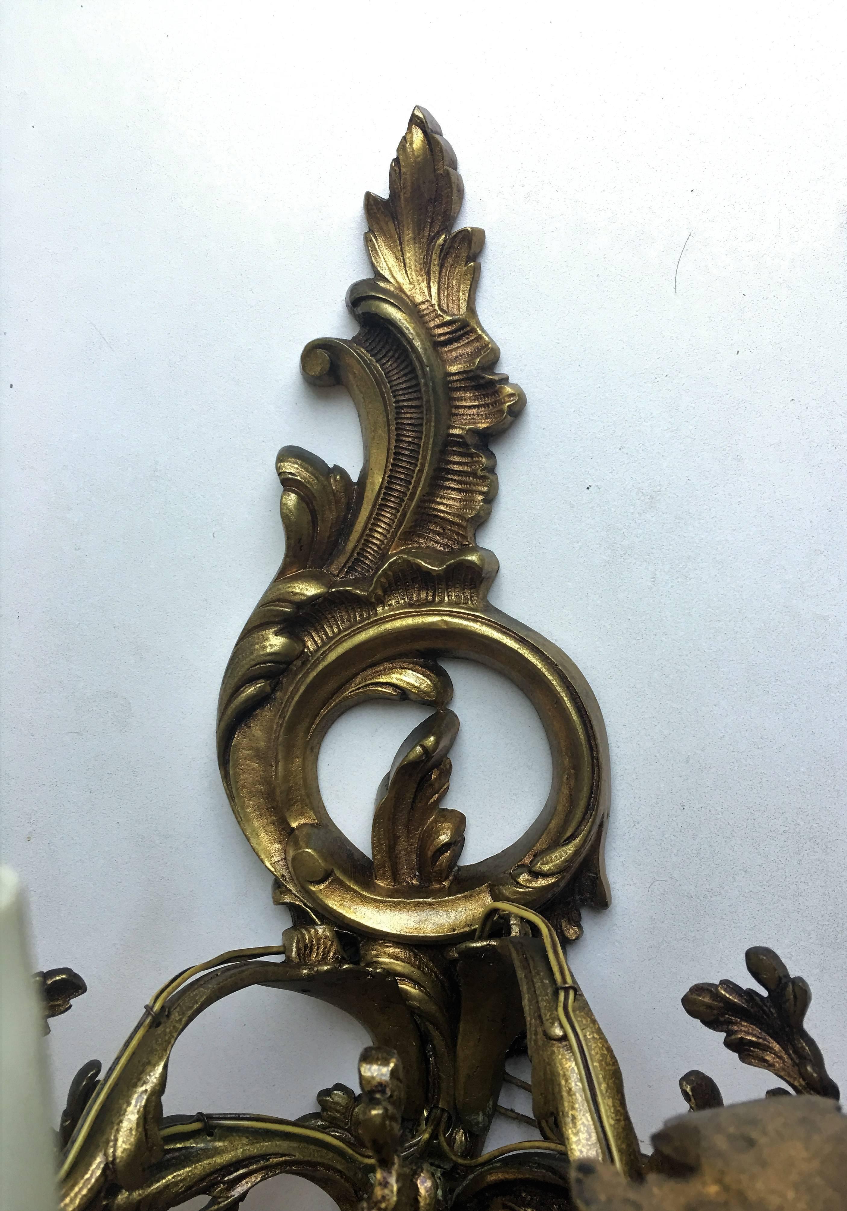 French 19th Century Gilded Bronze Wall Sconces For Sale 5